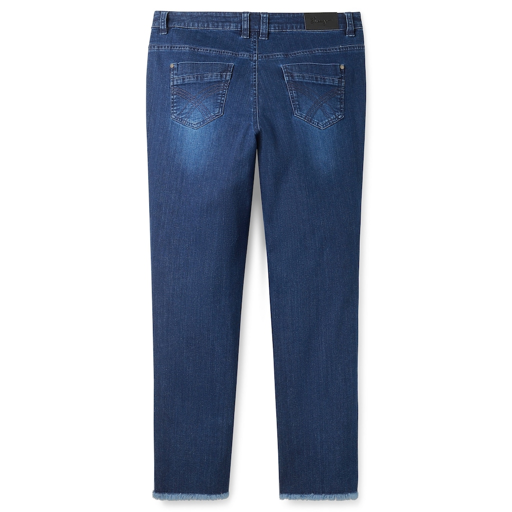 Sheego Gerade Jeans »Große Größen«, mit Fransendetails am Saum