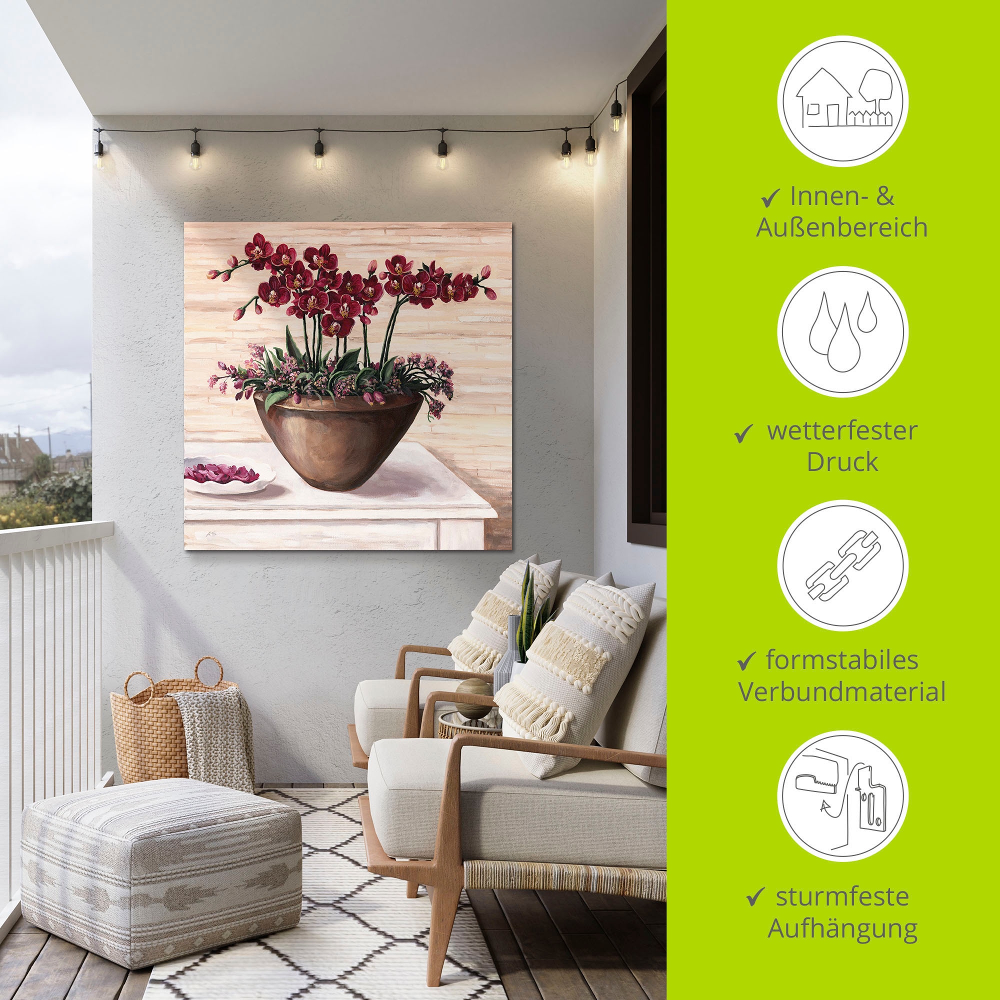 Artland Wandbild »Orchideen in Bordeaux«, Blumen, (1 St.), als Alubild, Outdoorbild, Leinwandbild, Wandaufkleber, versch. Größen