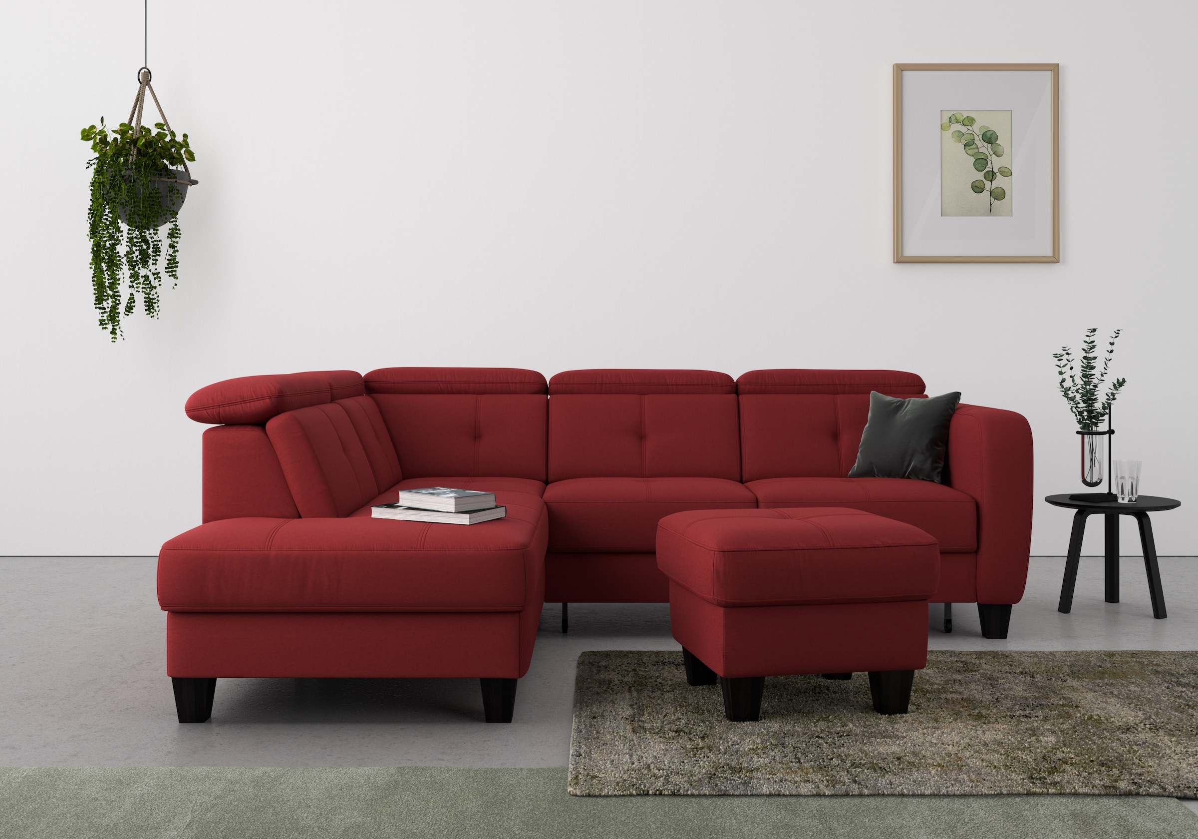 sit&more Ecksofa »Belluci L-Form«, inklusive Federkern, wahlweise mit Bettfunktion und Bettkasten