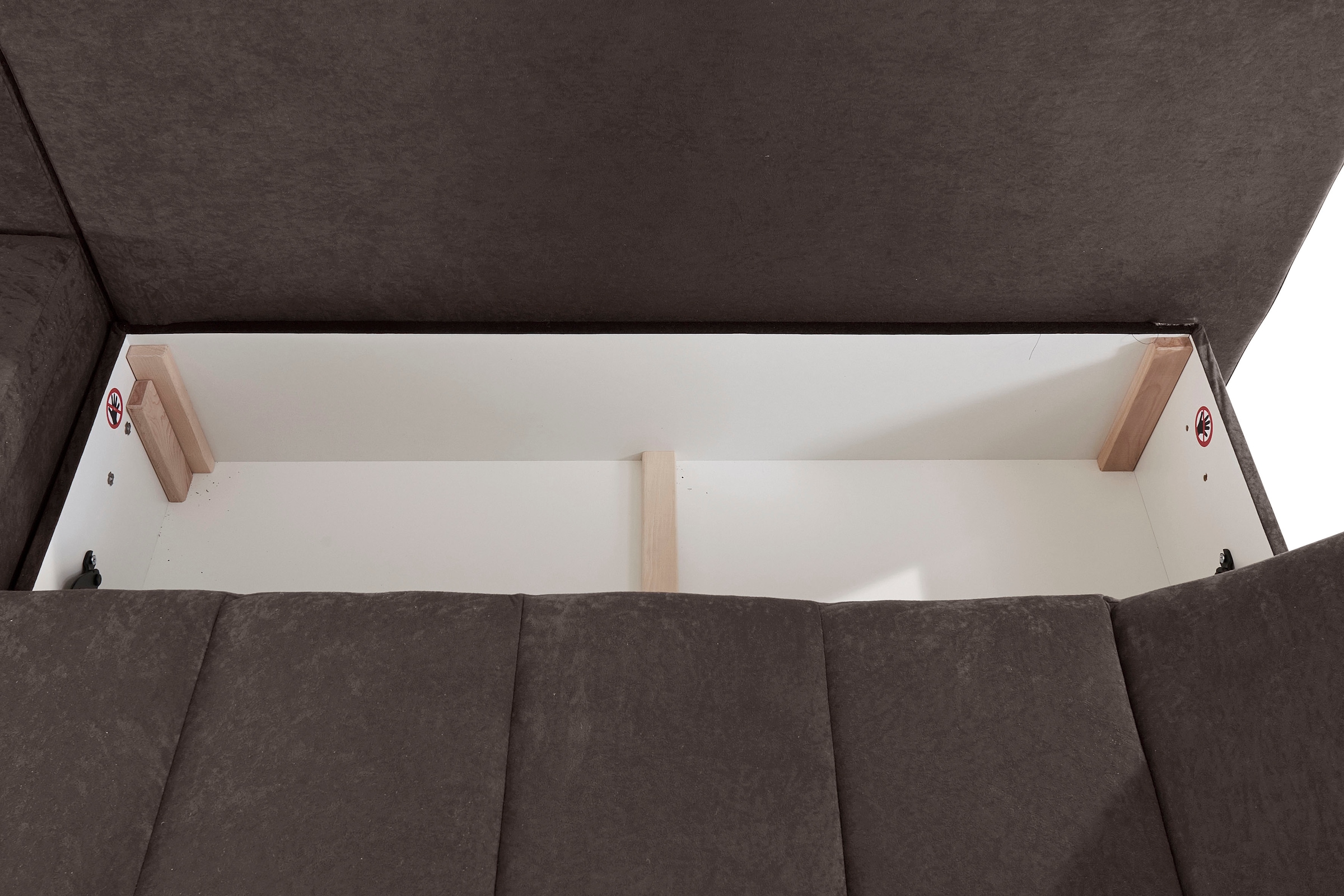 INOSIGN Ecksofa »Imola, elegant und modern, aktuelle Steppung im Sitz, bequem, L-Form«, frei im Raum stellbar, wahlweise mit Bettfunktion und Bettkasten