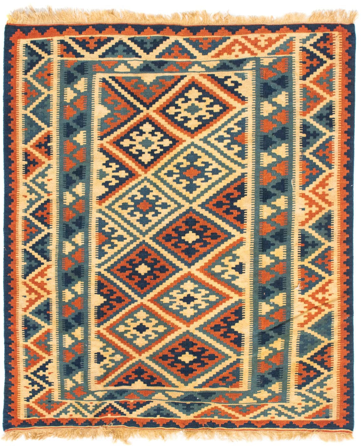 morgenland Wollteppich »Kelim - Oriental quadratisch - 105 x 95 cm - mehrfarbig«, quadratisch, Wohnzimmer, Einzelstück