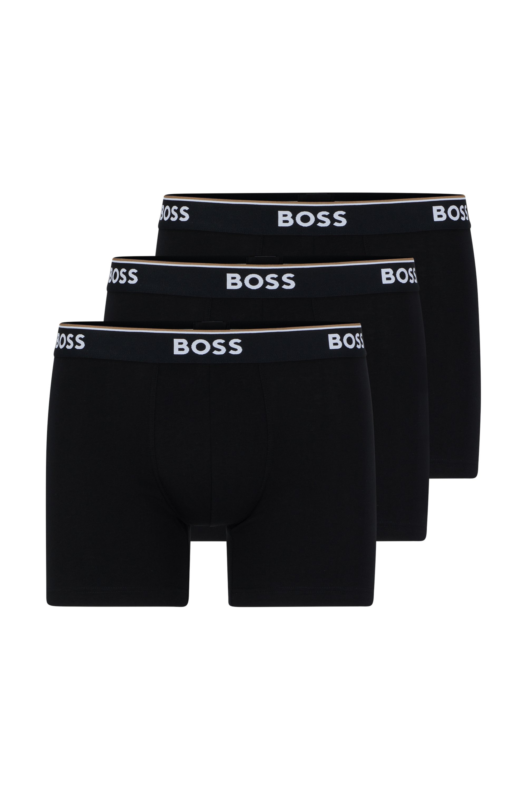 BOSS Langer Boxer »Boxer Brief 3P«, (Packung, 3er-Pack), mit farblich passendem Webbund