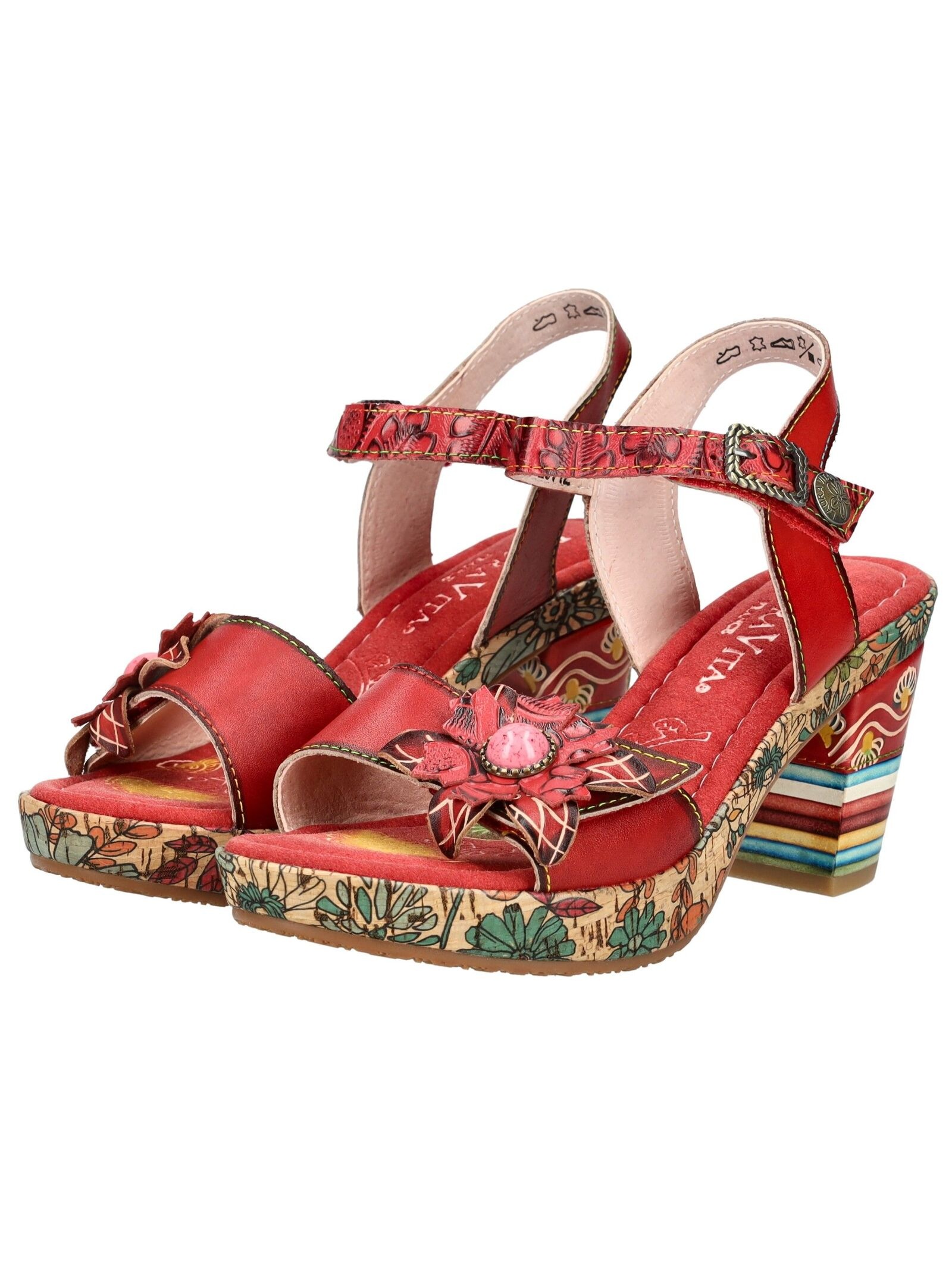 High-Heel-Sandalette LAURA VITA "LAURA VITA Sandalen Leder", Damen, Gr. 37, rot, Leder, Schuhe 3