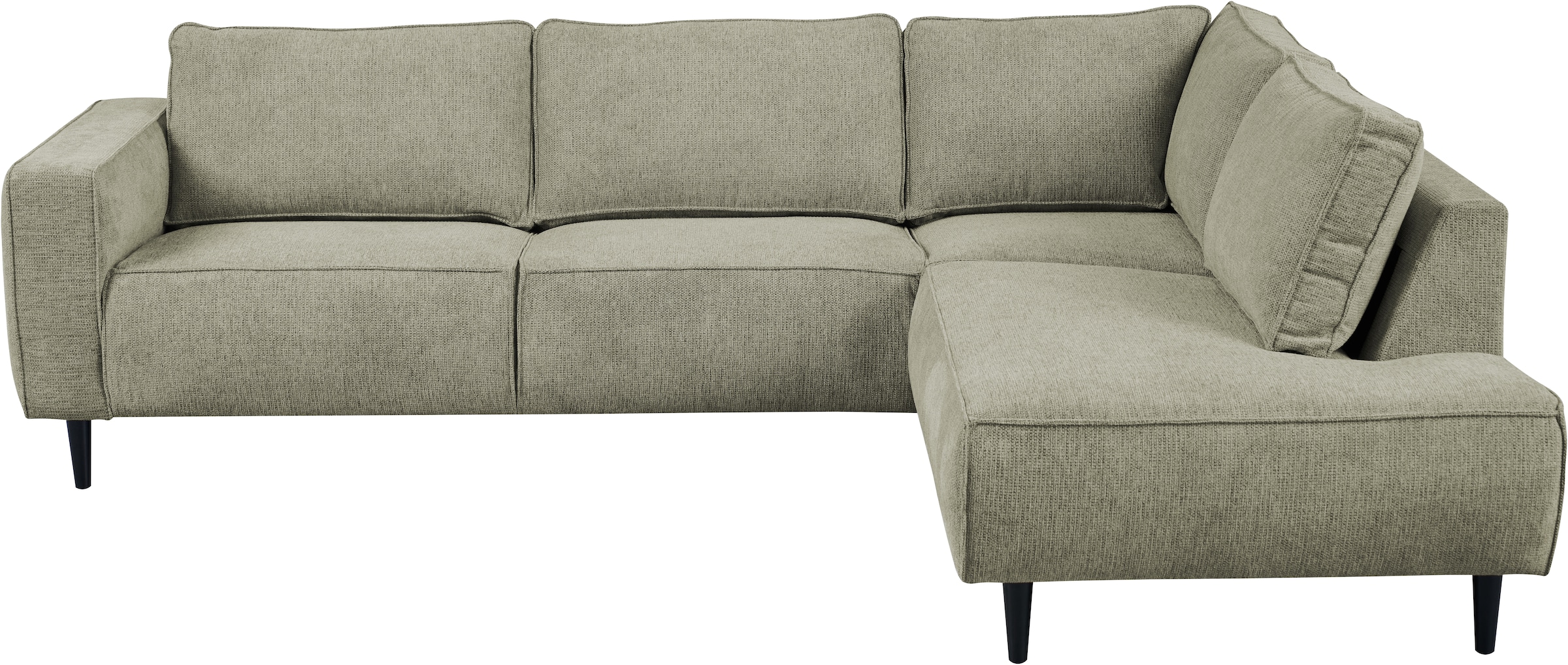 Places of Style Ecksofa »Fumone, Lederoptik oder Soft-Touch Chenille«, Breite 260, mit schwarzen Massivholzfüßen