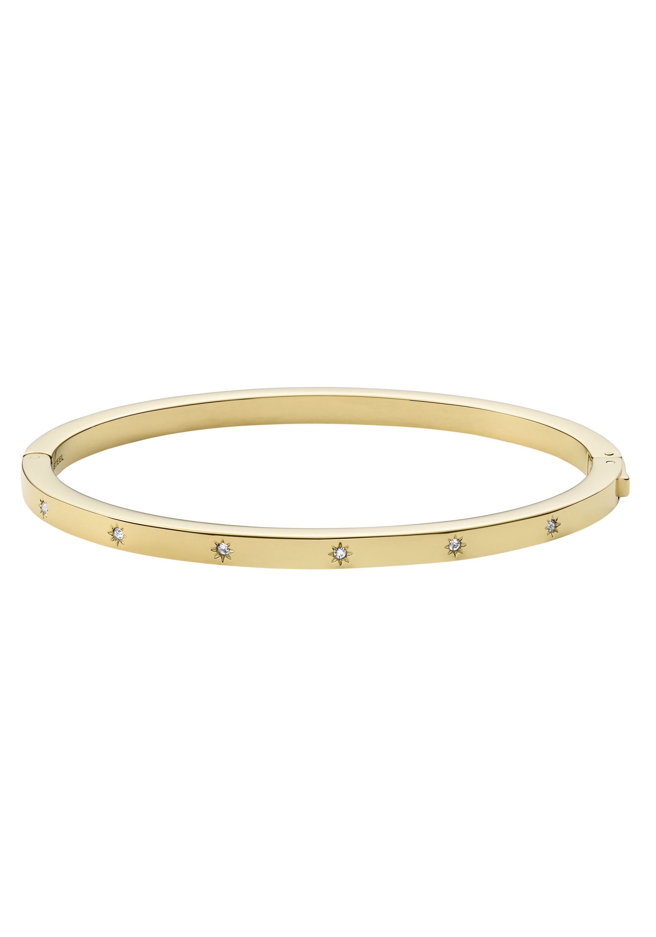 Armreif FOSSIL "Schmuck Geschenk Edelstahl VINTAGE GLITZ Stern", gold (gelbgoldfarben, kristallweiß, kristallweiß), Armbänder, Damen, Edelstahl, Armreif, mit Glasstein 2
