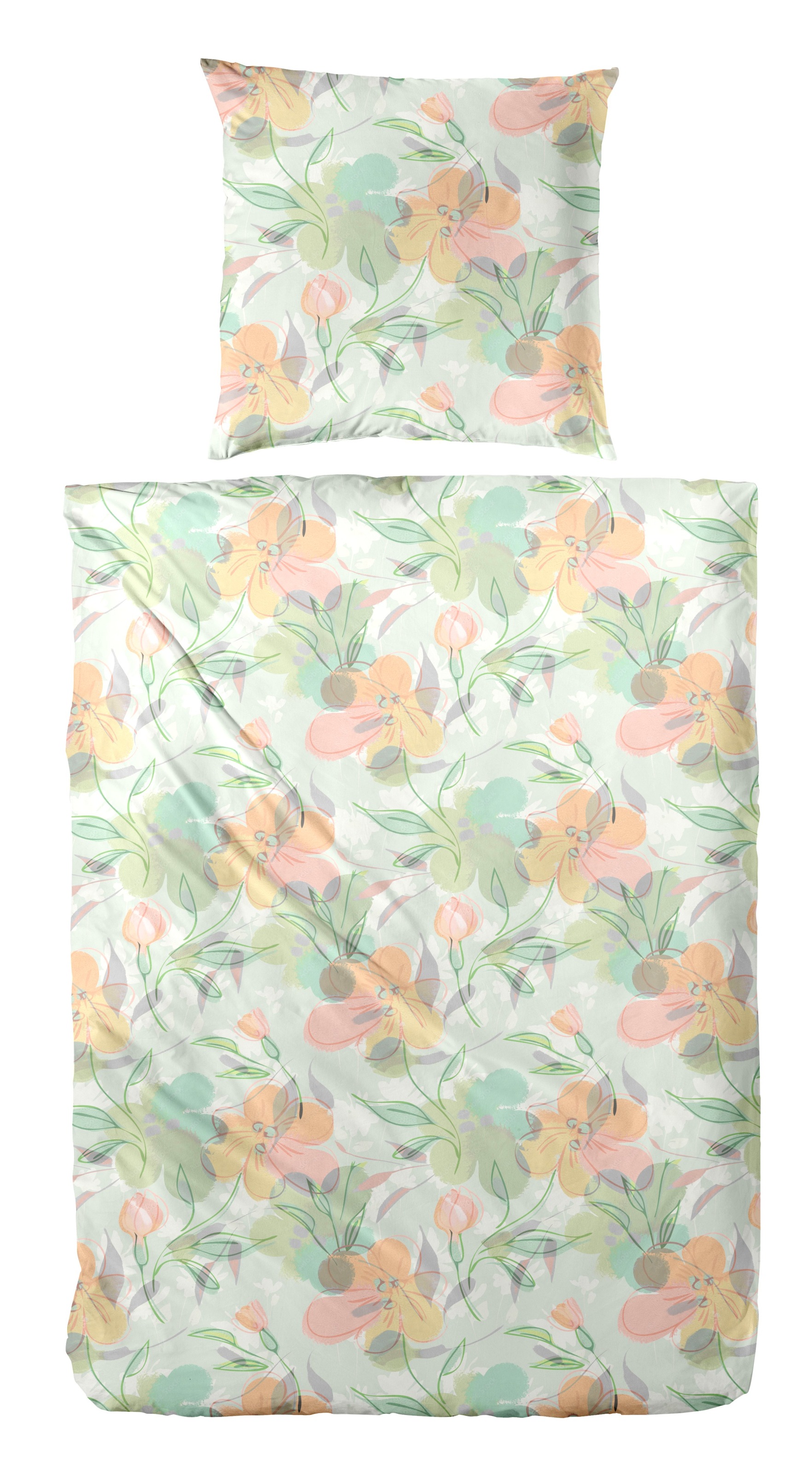 Primera Bettwäsche "Feinbiber-Bettwäsche Floris" 2 Stk. mit zarten Blüten günstig online kaufen