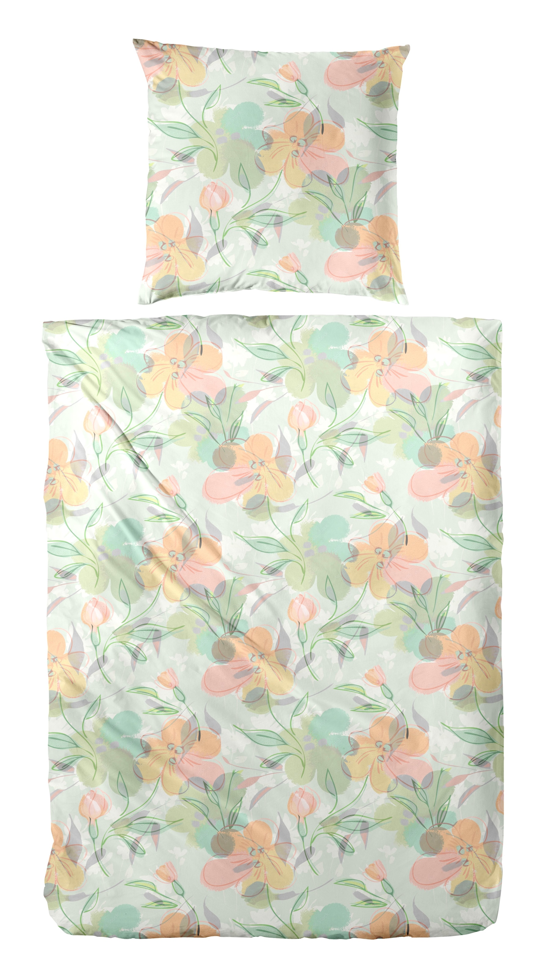 Primera Bettwäsche "Feinbiber-Bettwäsche Floris" 2 Stk. tlg. mit zarten Blü günstig online kaufen
