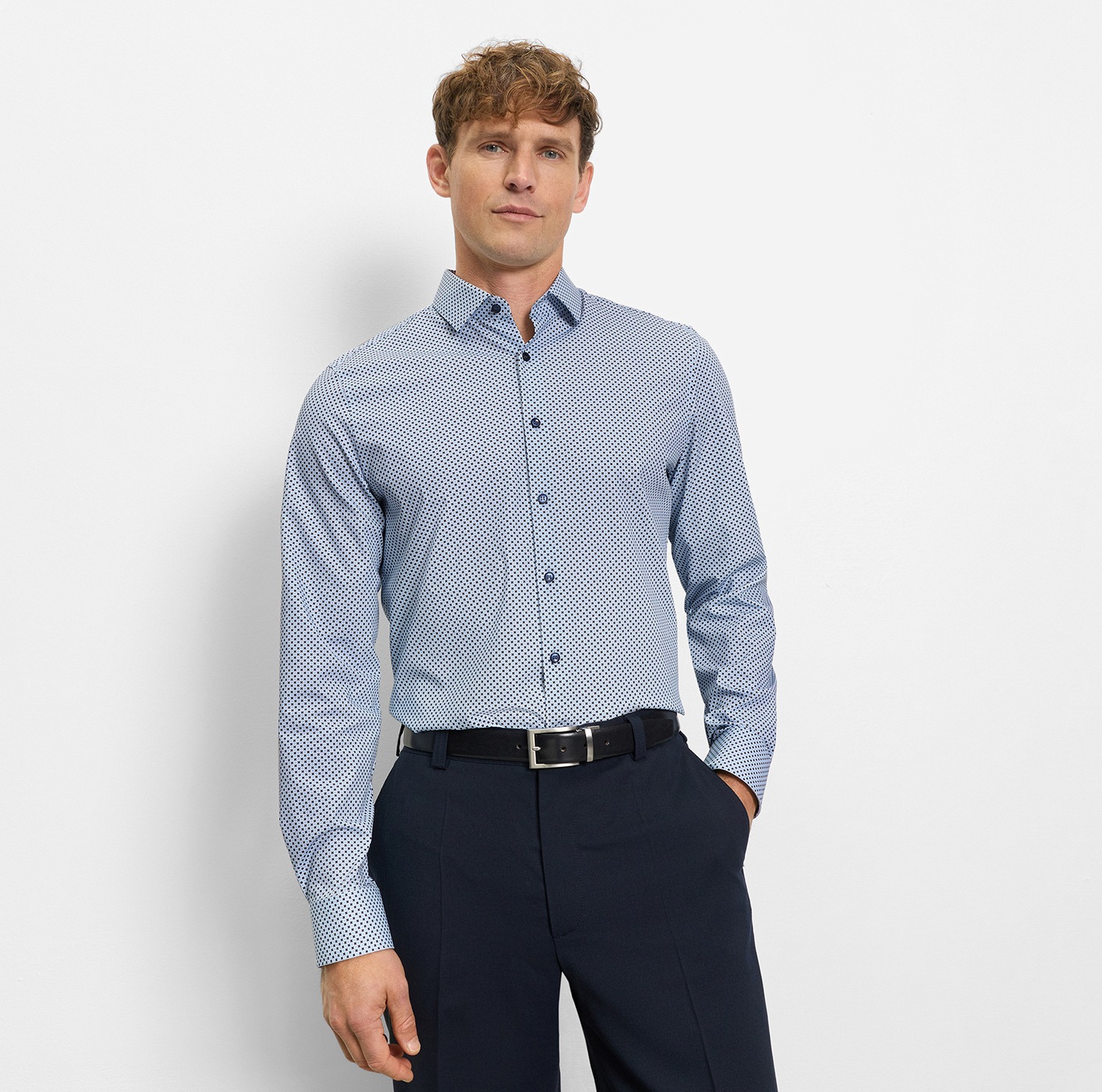 OLYMP Level Five 24/Seven Men's Shirt Blue 42 4
