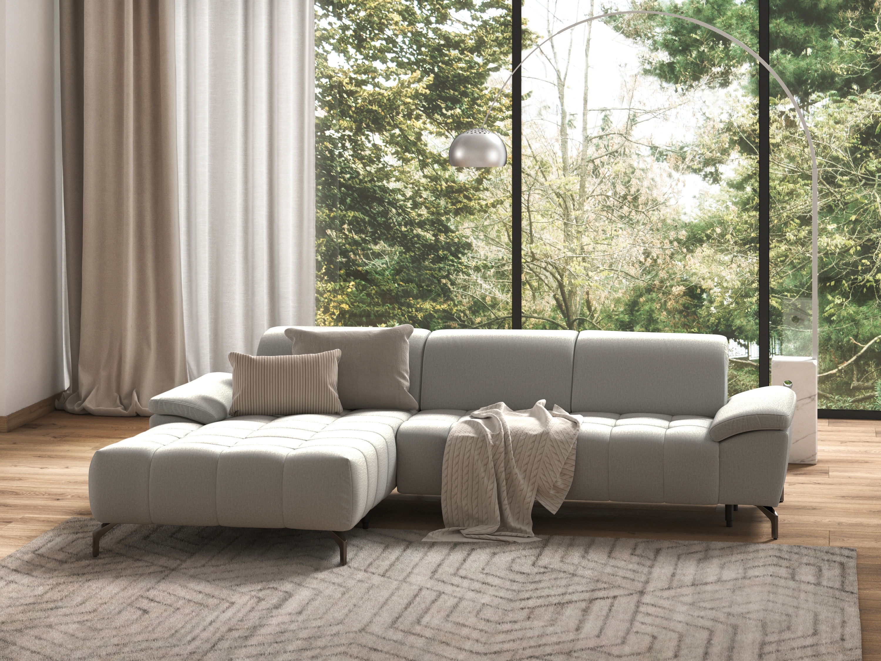 sit&more Ecksofa "Cool L-Form" wahlweise mit Kopfteilverstellung und Vorziehsitz, motorisch