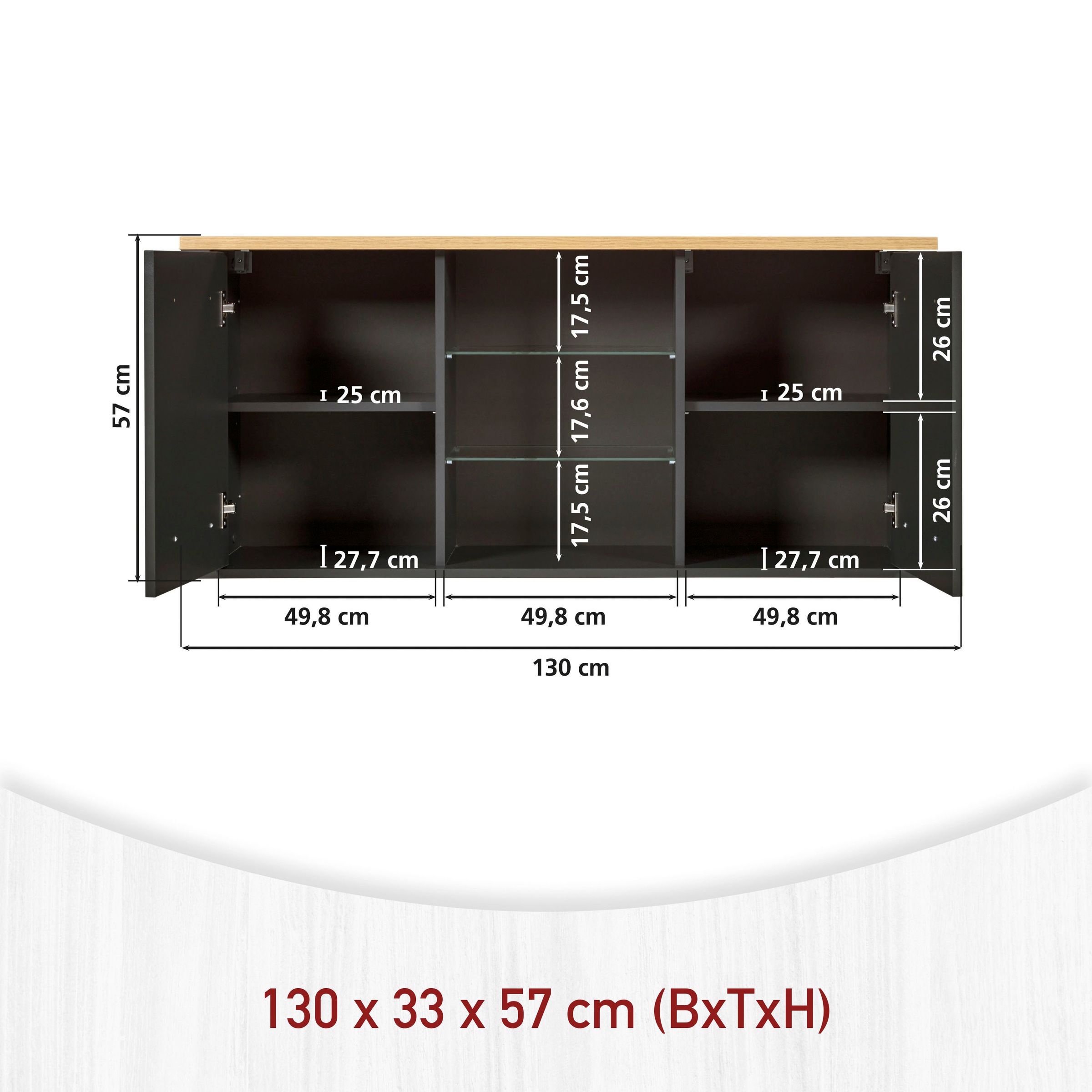 Inter Link Küchenzeile »Carbona, Einbauküche, Küchenblock, Küchenmodul, Kompaktküche« Ohne E-Geräte für Spülmaschine Kochfeld Backofen Kühlschrank B: 430 cm