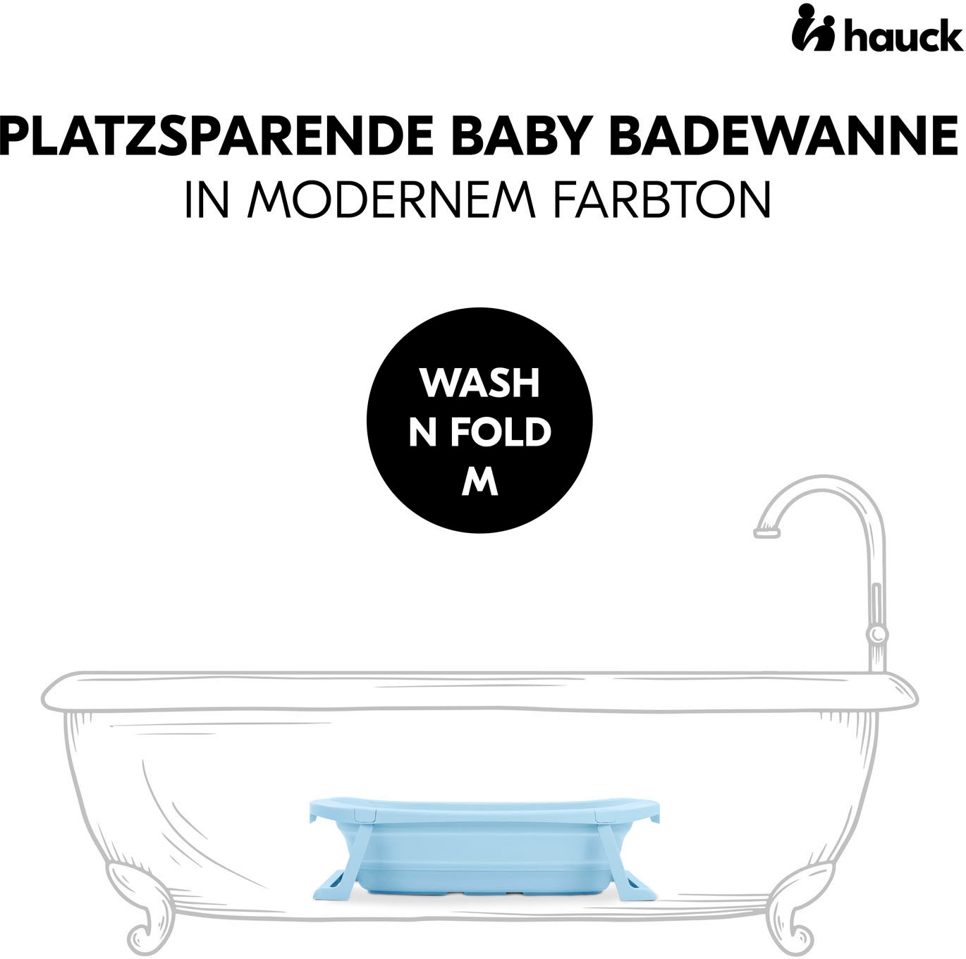 Hauck Babybadewanne »Wash N Fold M, Light Blue«, Faltbadewanne mit Wassertemperaturmessung am Ablaufstopfen