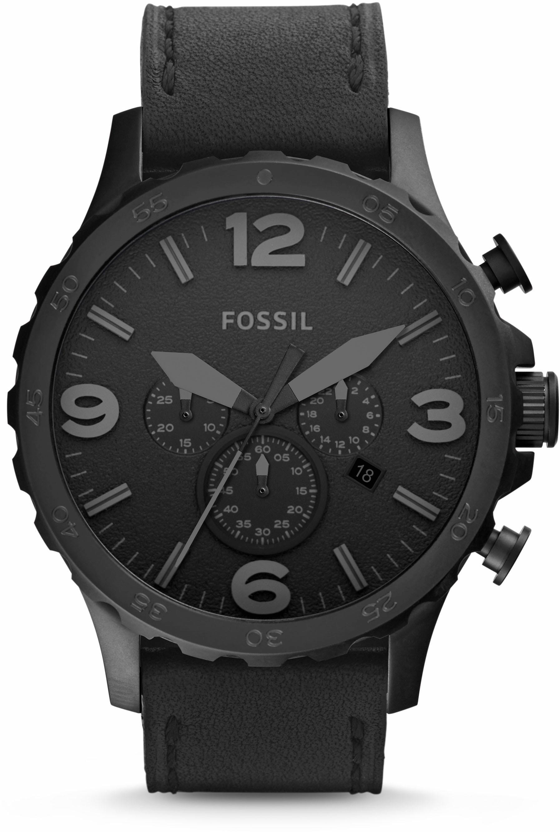 Fossil Chronograph »NATE, JR1354«, Quarzuhr, Armbanduhr, Herrenuhr, Stoppfunktion, Datum