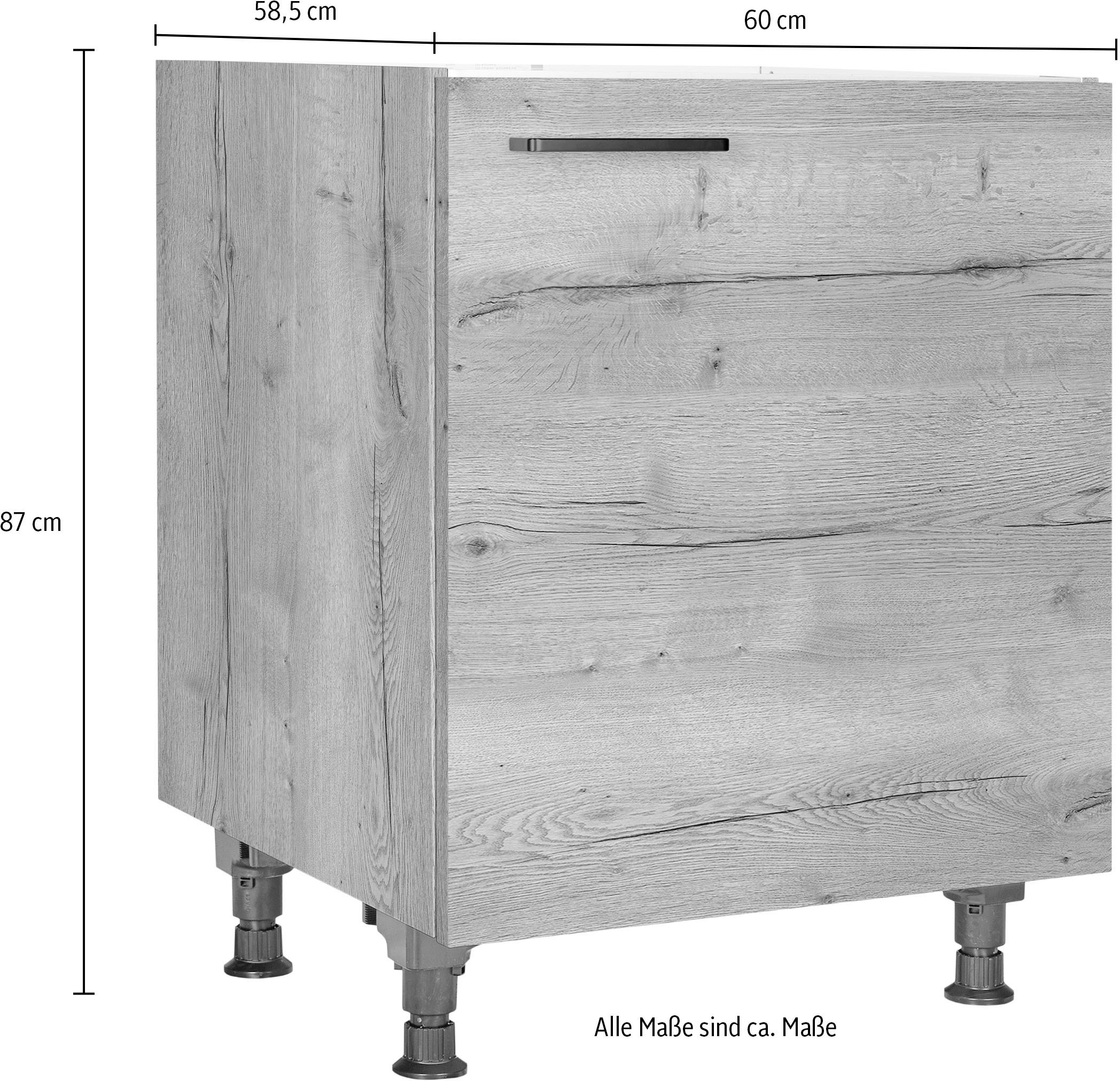 nobilia® Spülenschrank »"Structura", Ausrichtung wählbar, vormontiert, in den Breiten«, 45 und 60 cm, mit höhenverstellbaren Sockelfüßen