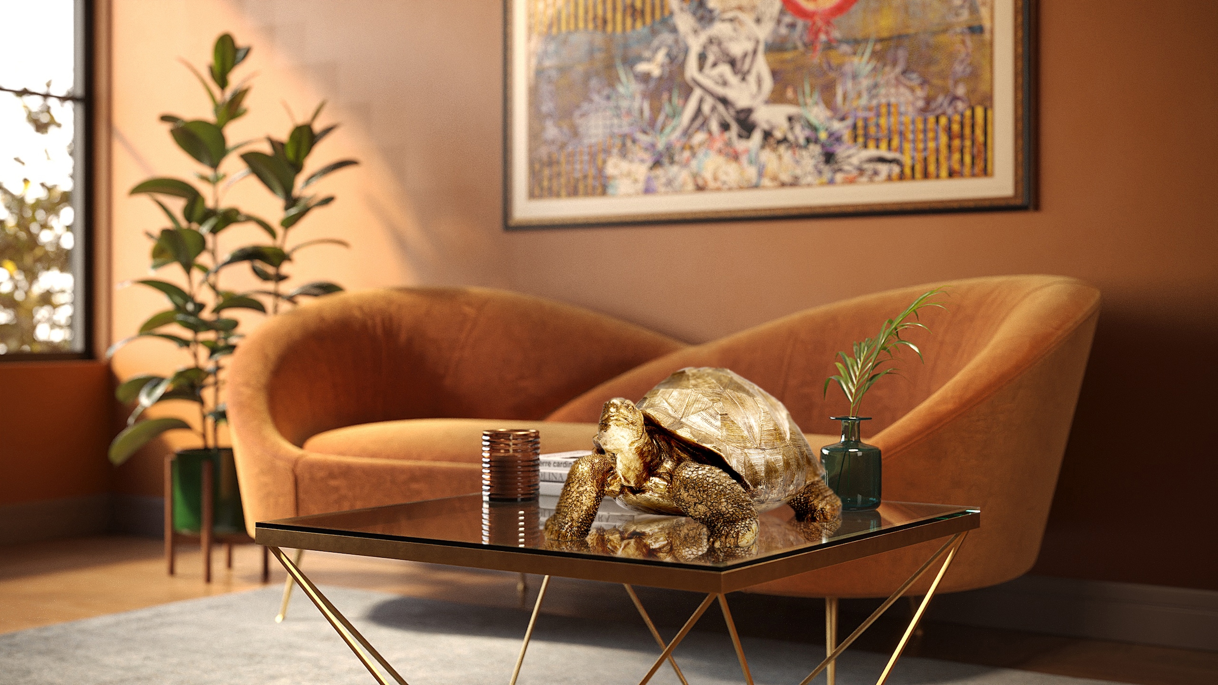 Kare Design Dekofigur »Turtle Gold Medium 40cm«