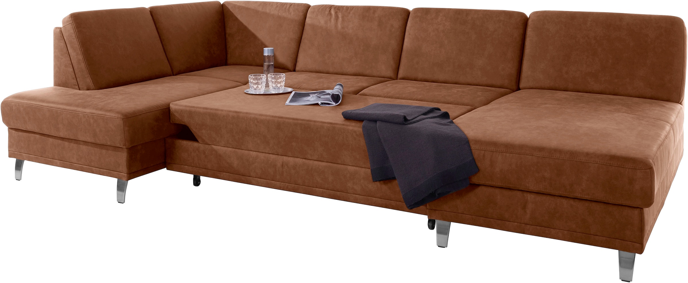 sit&more Wohnlandschaft »Clio U-Form«, wahlweise mit Bettfunktion und Bettkasten, inklusive Federkern