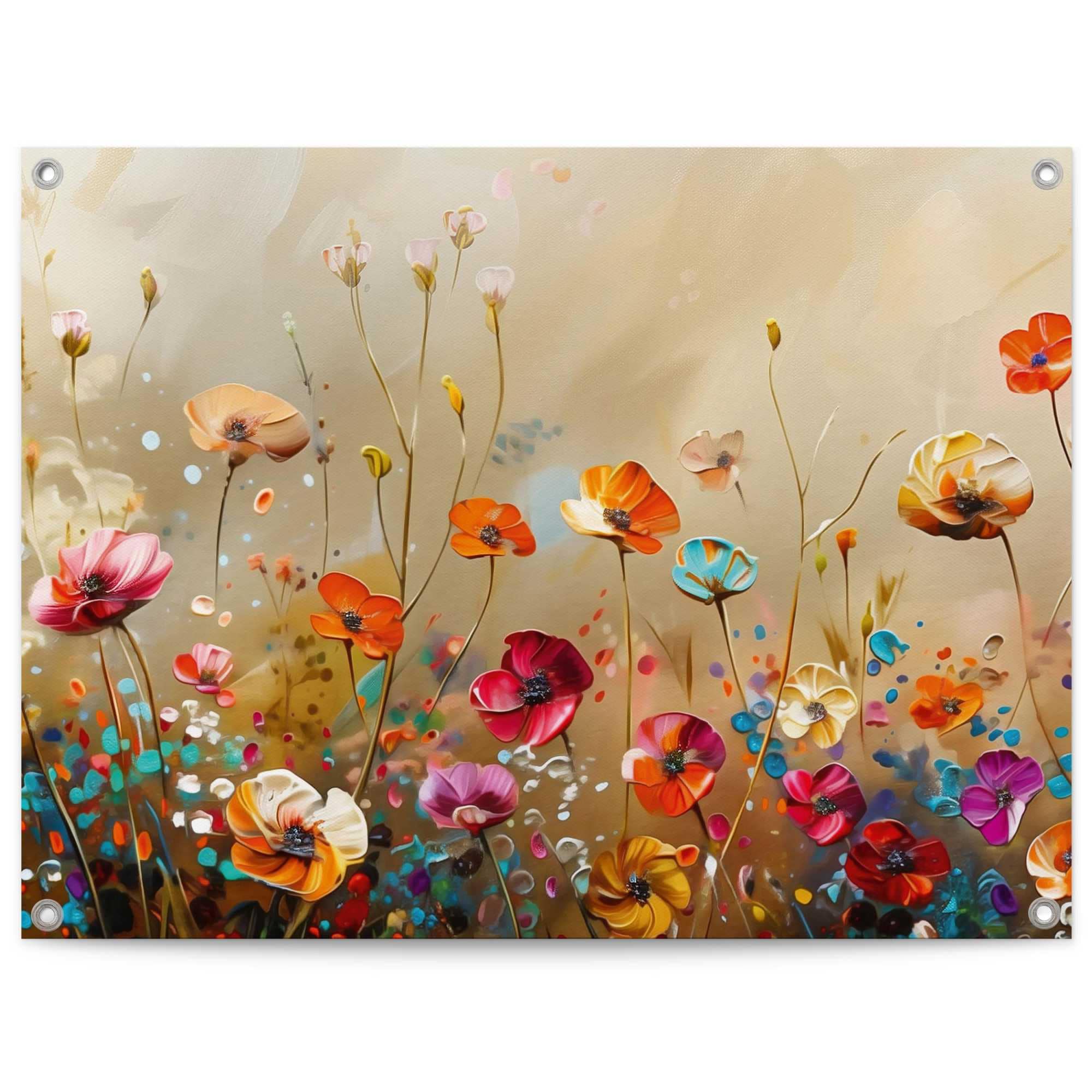 Reinders Poster "Summer Flowers" Garten - Mehrfarbig - Leinwand - Blumen und Pflanzen - 80x60 cm