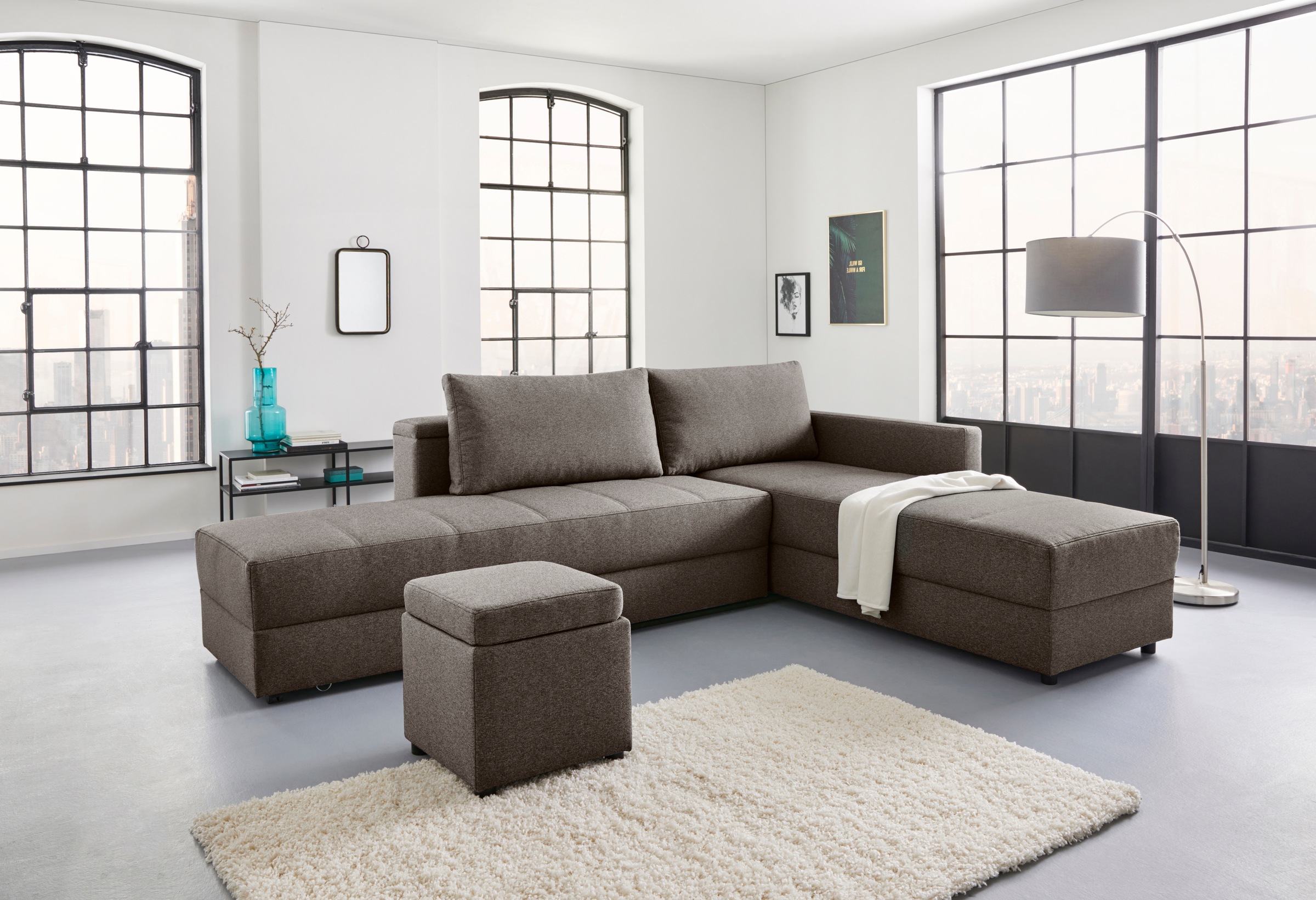 LOOKS by Wolfgang Joop Ecksofa »LooksIII L-Form«, durch Drehfunktion zum Bett wandelbar, inklusive Staufach