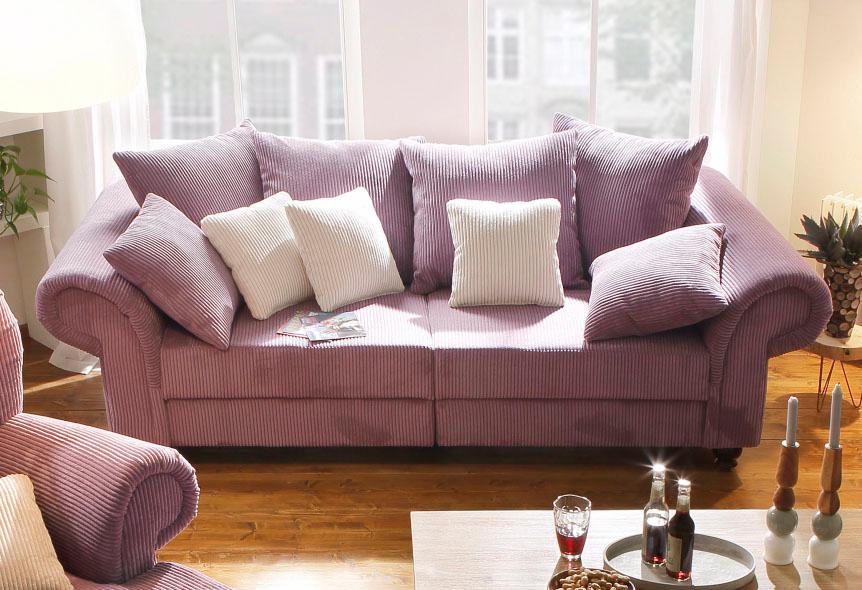 Home affaire Big-Sofa "King Henry Mega Sofa, viel Platz, Breite 242cm, Federkern" in legerer Polsterung und vielen losen Kissen