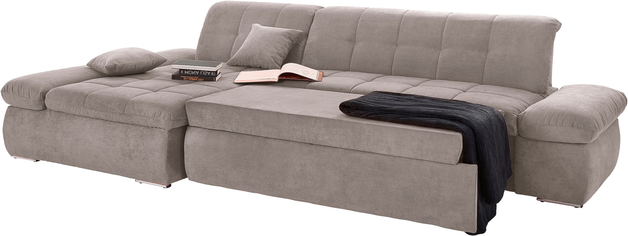 DOMO collection Ecksofa »NMoric XXL, B/T/H: 300/172/80cm, L-Form«, wahlweise mit Bettfunktion und Armlehnverstellung