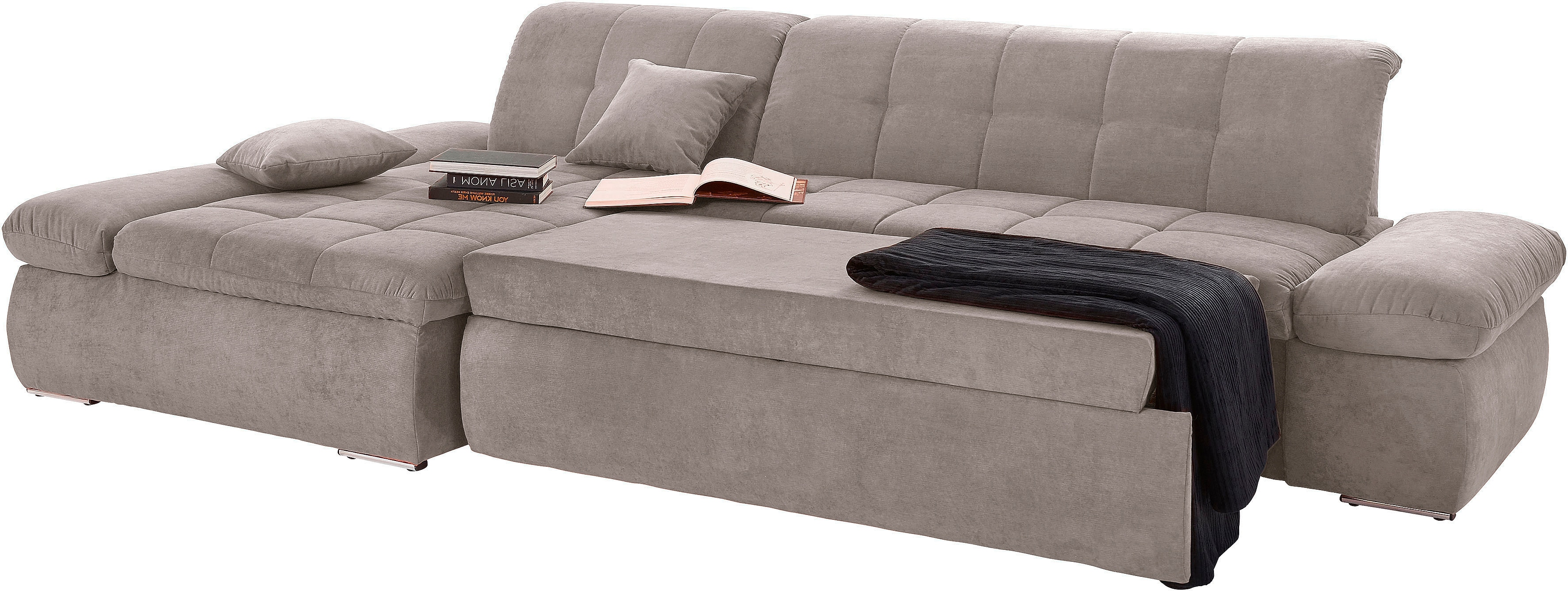 DOMO collection Ecksofa "NMORIC XXL, 300x172x80cm, viel Platz, bequem, L-Form" wahlweise mit Bettfunktion und Armlehnverstellung