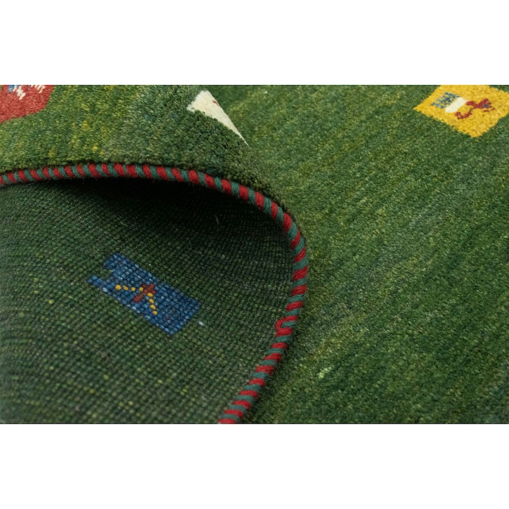 morgenland Wollteppich »Gabbeh Teppich handgeknüpft grün«, rechteckig