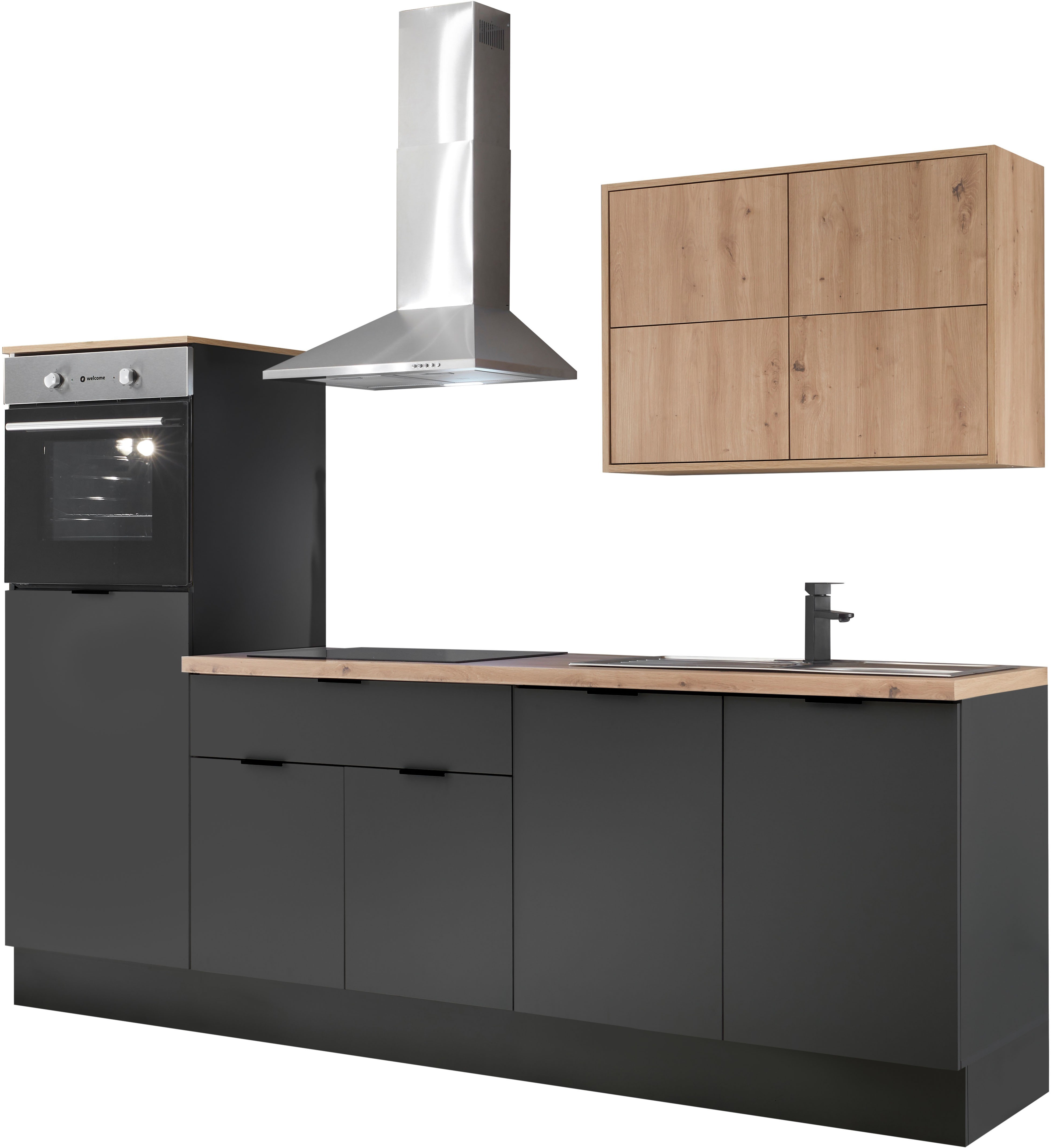 Thumbnail - KOCHSTATION Küchenzeile "KS-Georgia, mit 38mm starker Arbeitsplatte" Breite 250 cm, wahlweise mit E-Geräten und Kühlschr...