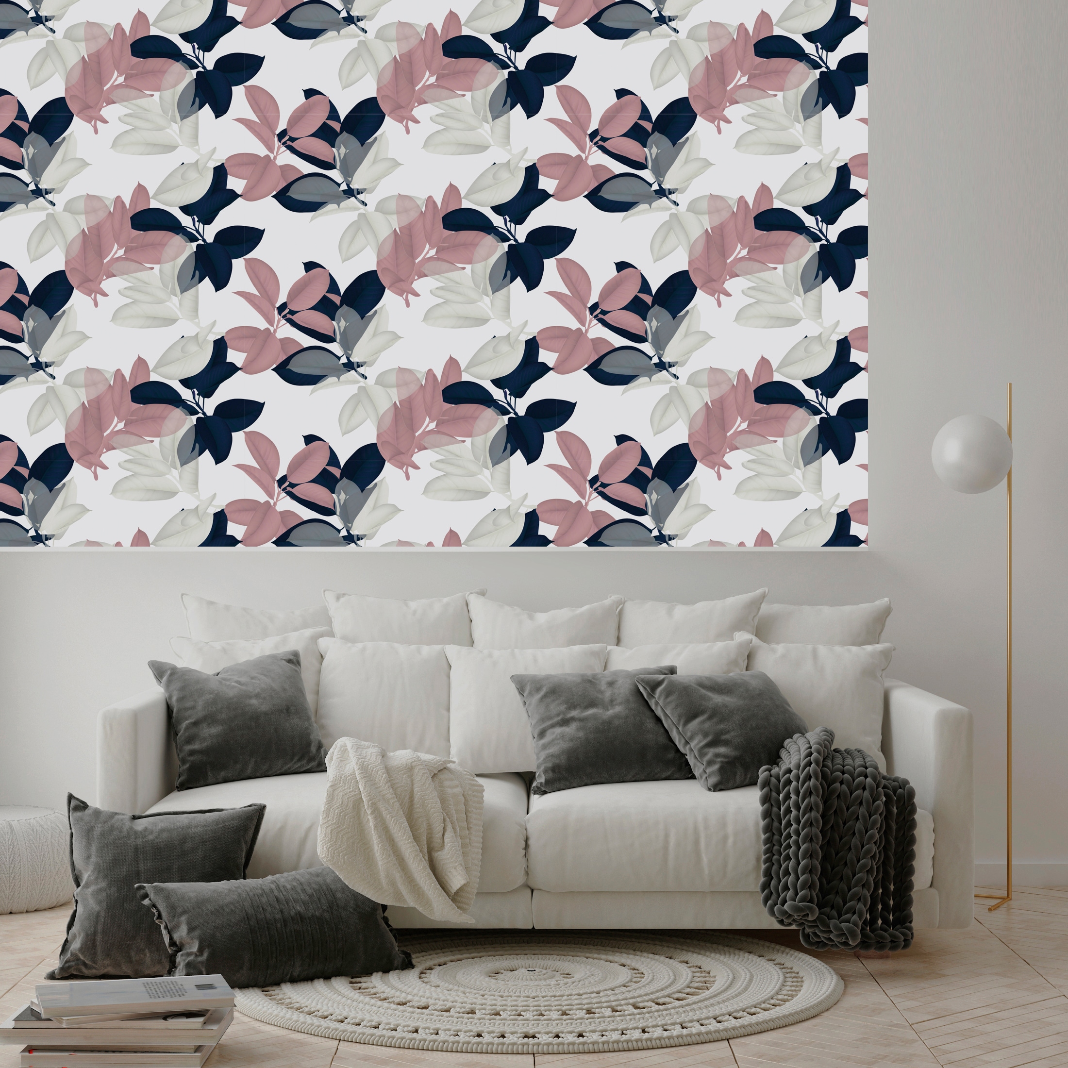queence Vinyltapete »Nelly«, bedruckt-Motiv-botanisch-floral-gemustert-natürlich, 90x250cm, selbstklebend, kinderleichte Anbringung, Sticker