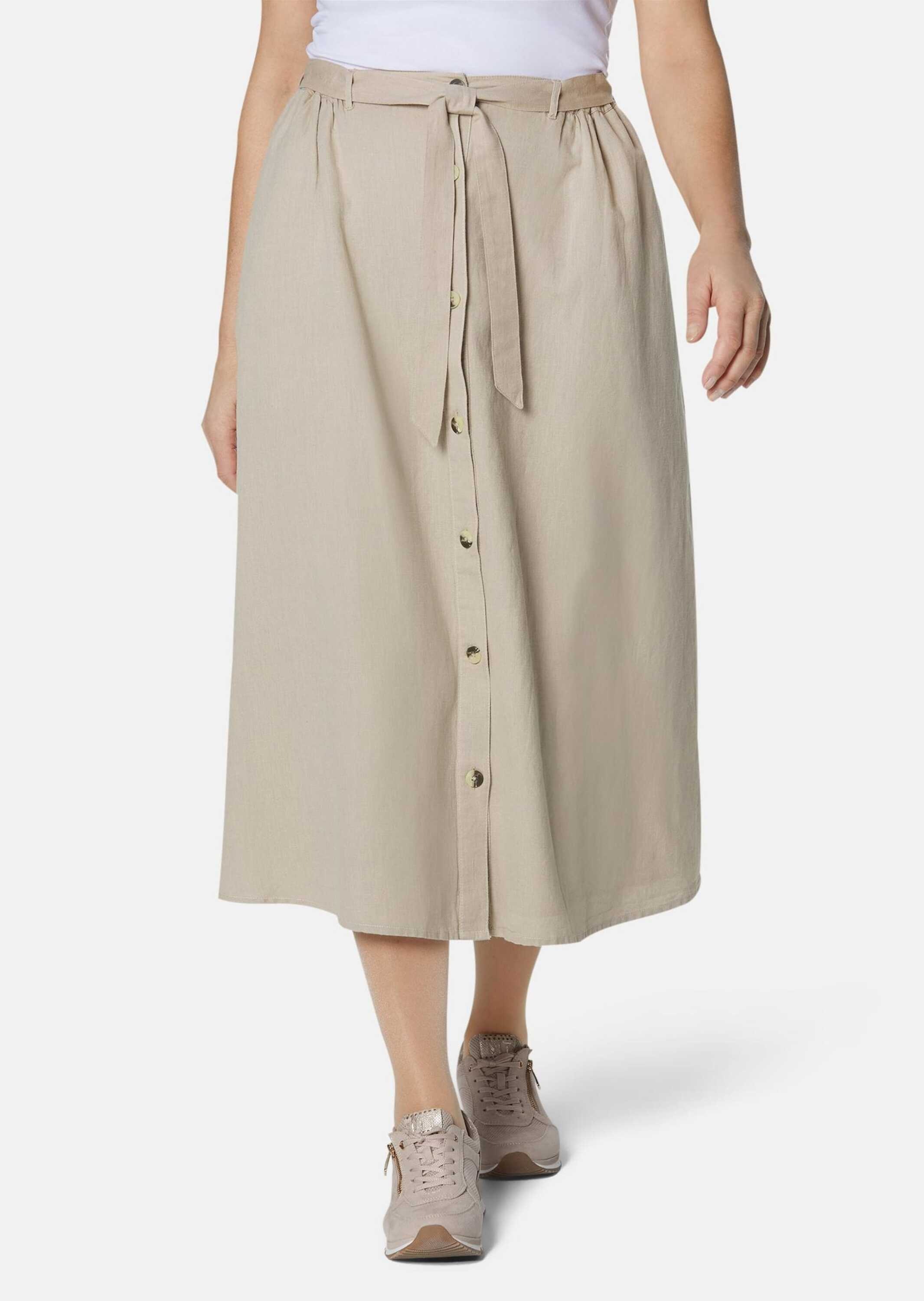 Thumbnail - GOLDNER Maxirock "Kurzgröße Zauberhafter Rock in Leinenoptik" Mit Knöpfen vorne zu schließen