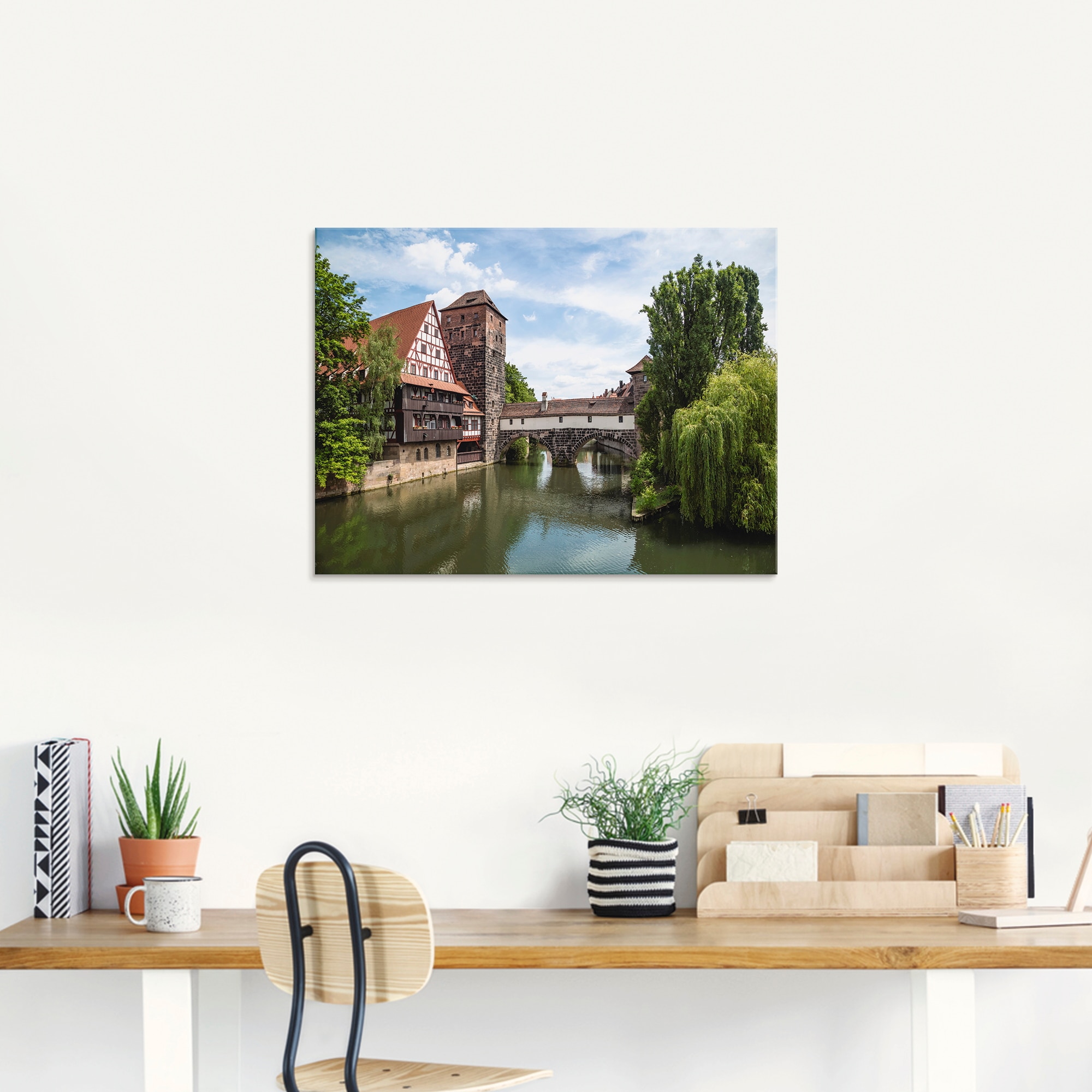 Artland Glasbild »Nürnberg Maxbrücke zum Henkersteg«, Europa, (1 St.), in verschiedenen Größen