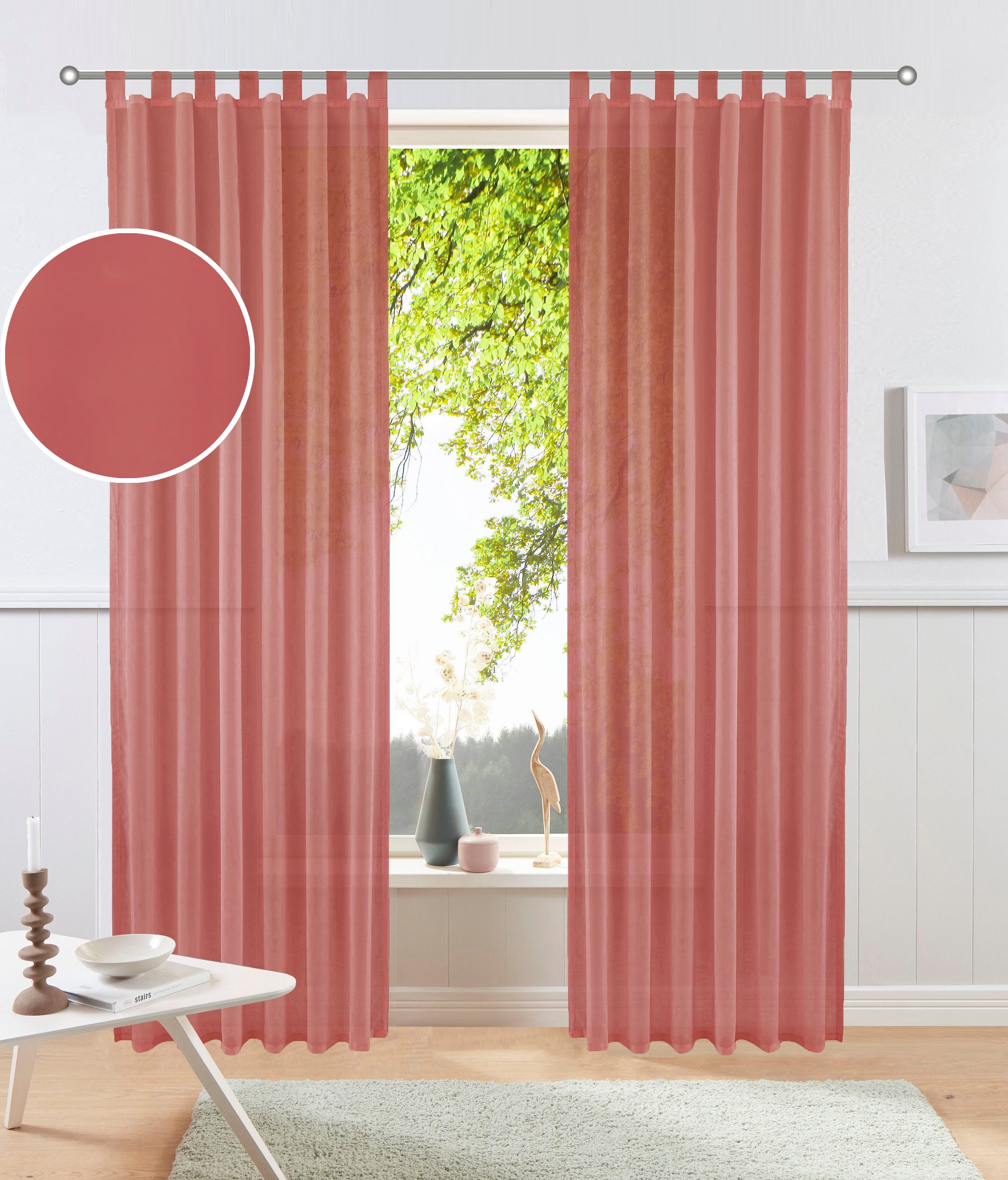 OTTO home Gardine "XANA" Schlaufen 1 Stk. tlg. Bestseller, einfarbig, 1 Schal, pflegeleicht, preiswert