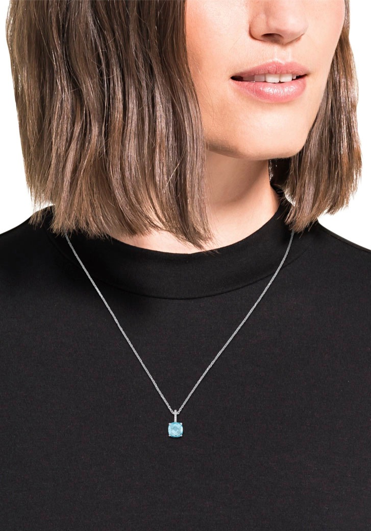Amor Kette mit Anhänger »Blauer Solitär, 9217779«, mit Zirkonia (synth.)
