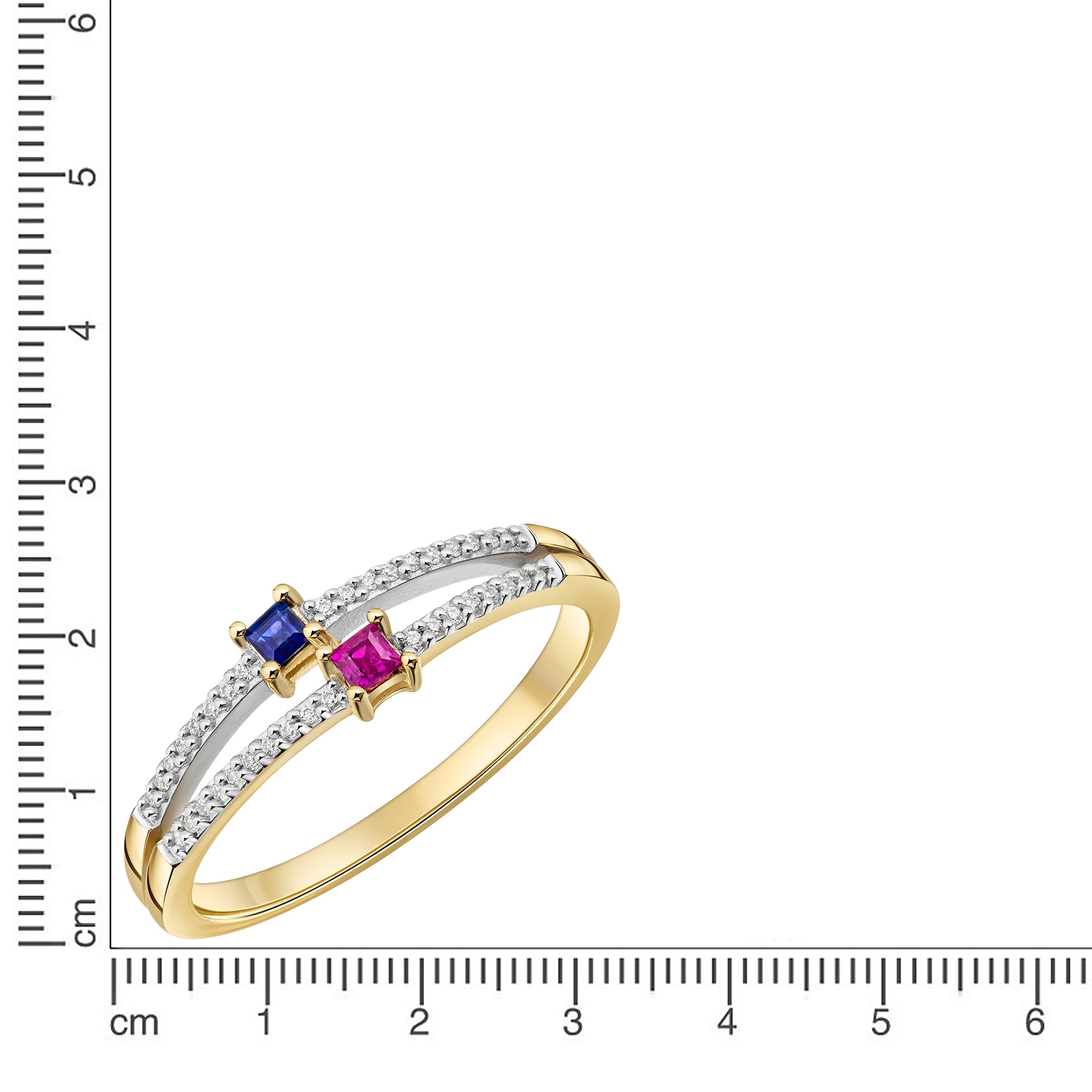 Firetti Fingerring »Schmuck Geschenk Gold 333 Damenring Ring mehrreihige Optik« mit Rubin, Saphir, Zirkonia (synth.)