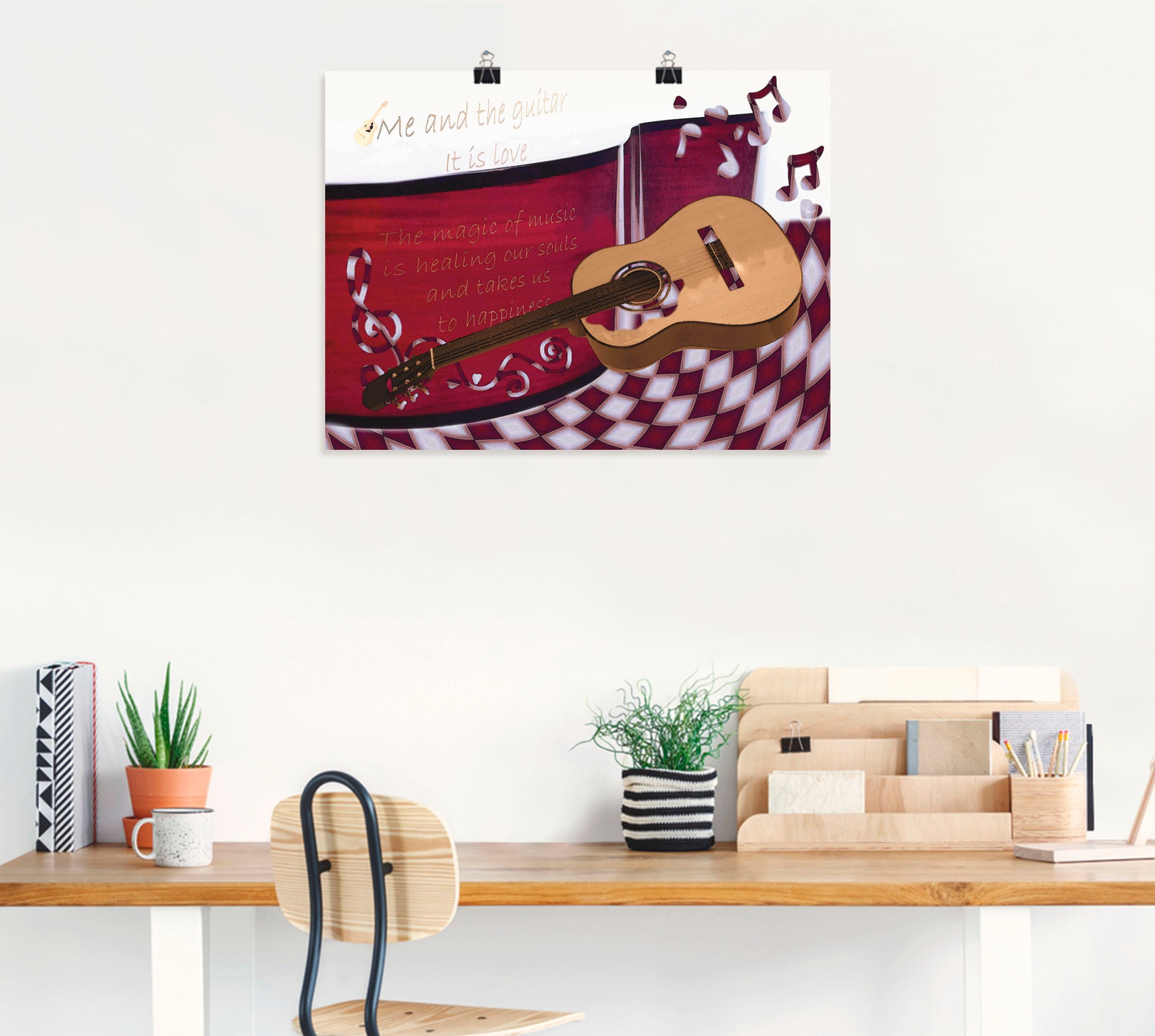 Artland Poster »Die Gitarre und Ich«, Instrumente, (1 St.), als Alubild, Leinwandbild, Wandaufkleber oder Poster in versch. Größen