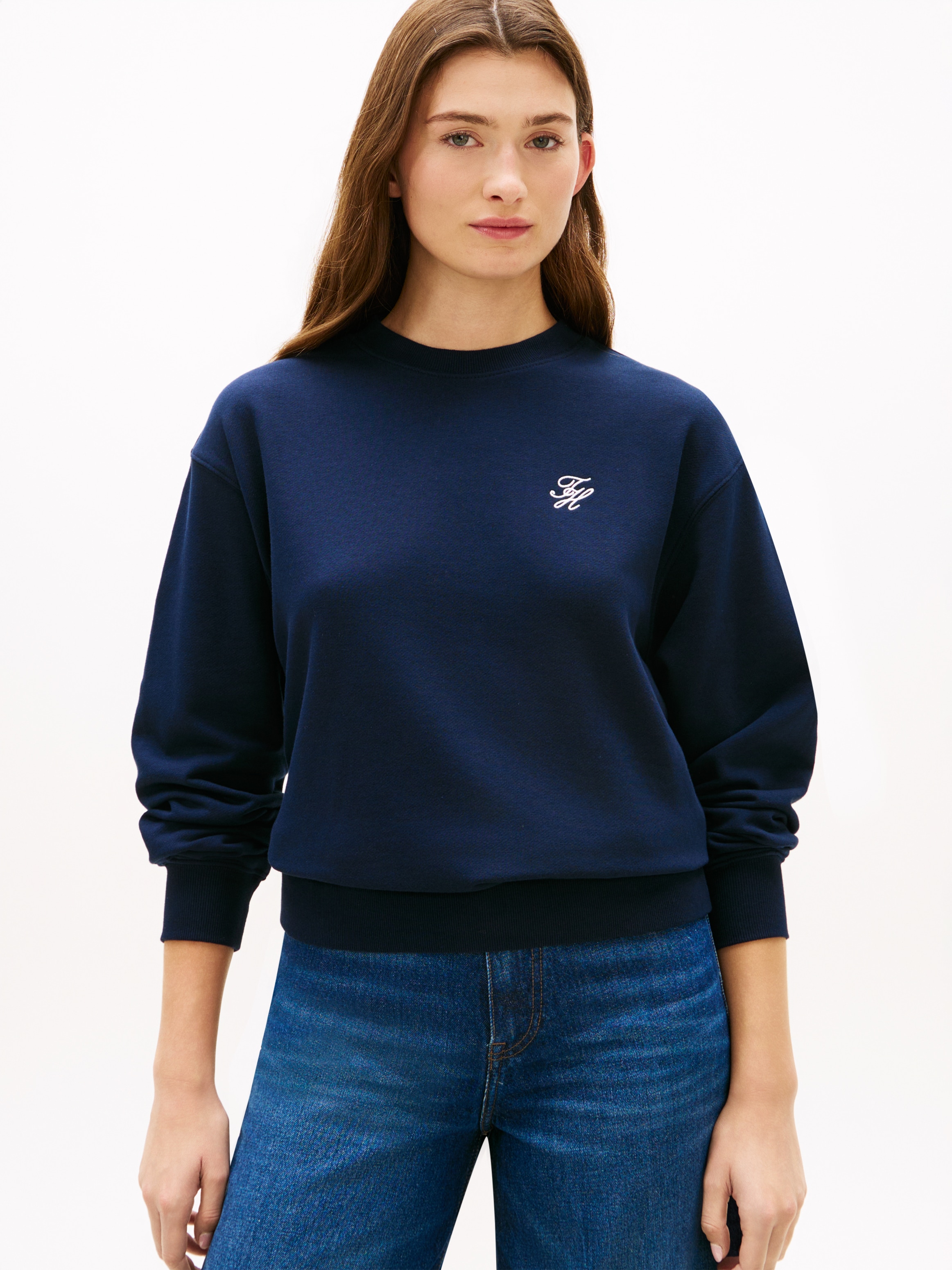 Tommy Hilfiger Sweatshirt "TH SCRIPT REG SWEATSHIRT", mit kleinem Logo-Stic günstig online kaufen