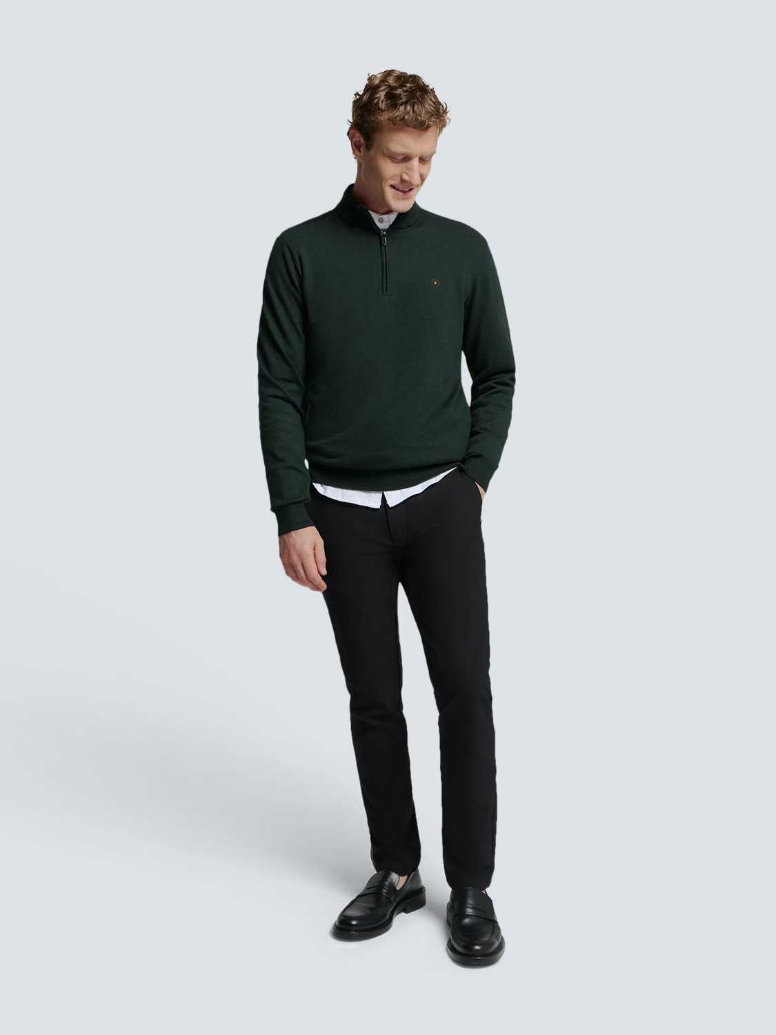 NO EXCESS Rundhalspullover »No Excess Pullover mit halbem Reißverschluss«