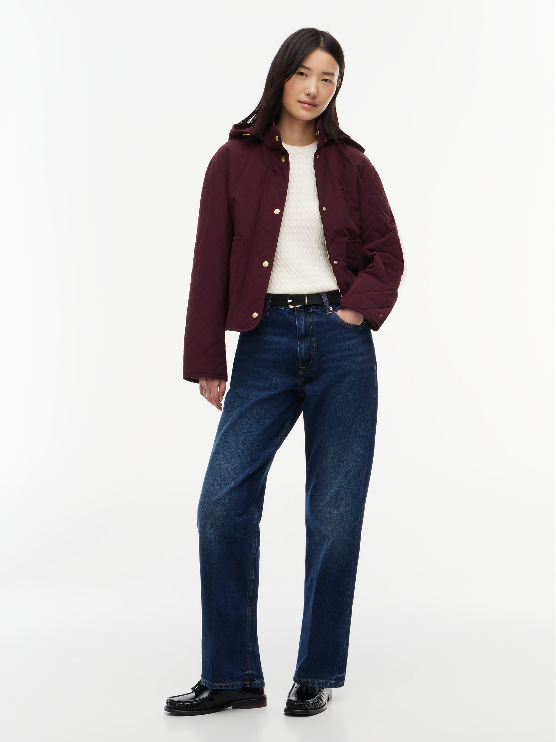Tommy Hilfiger Steppjacke »QUILTED HOOD JACKET« mit Kapuze Baumwollmischung