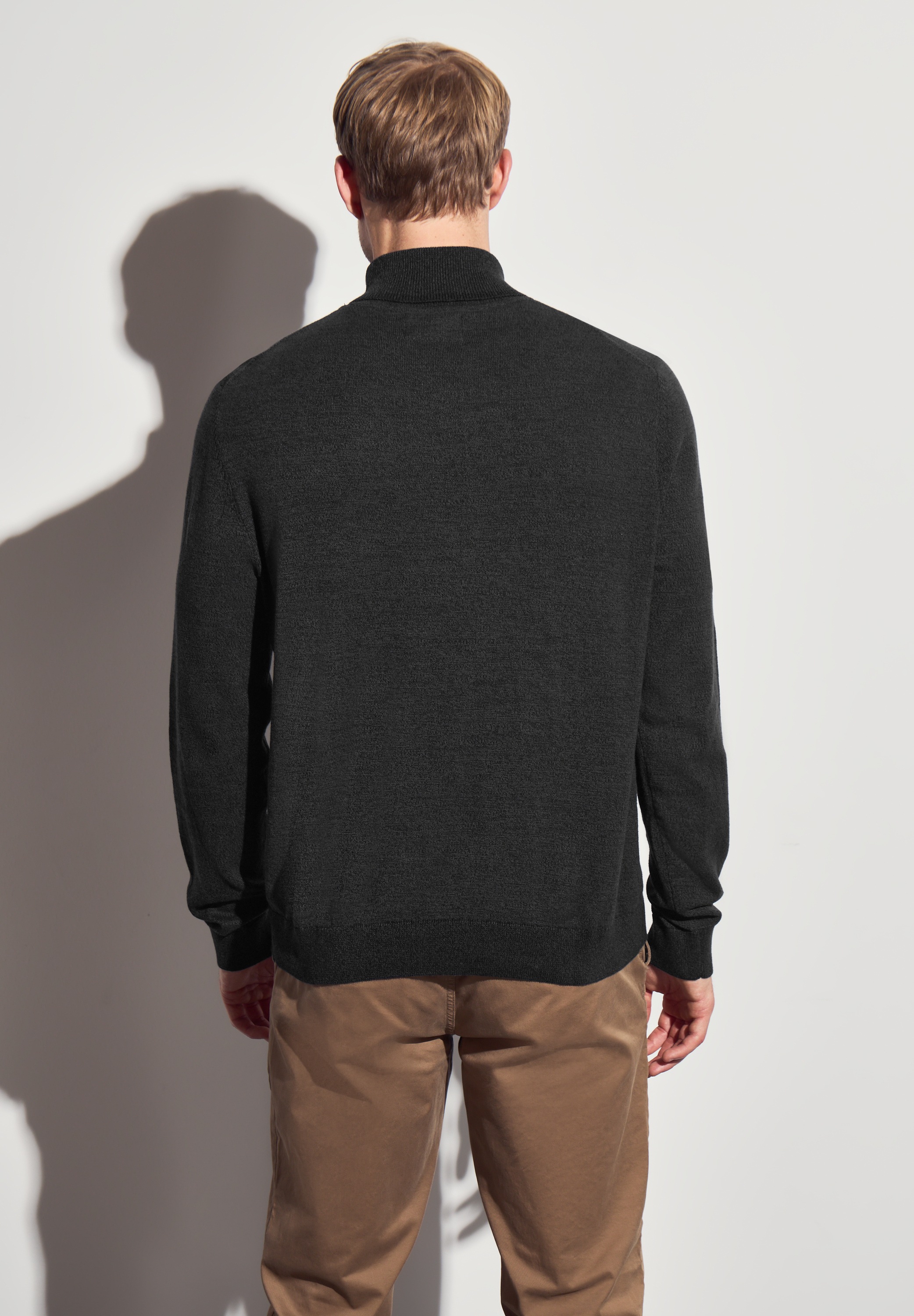 STREET ONE MEN Rollkragenpullover, aus reiner Baumwolle