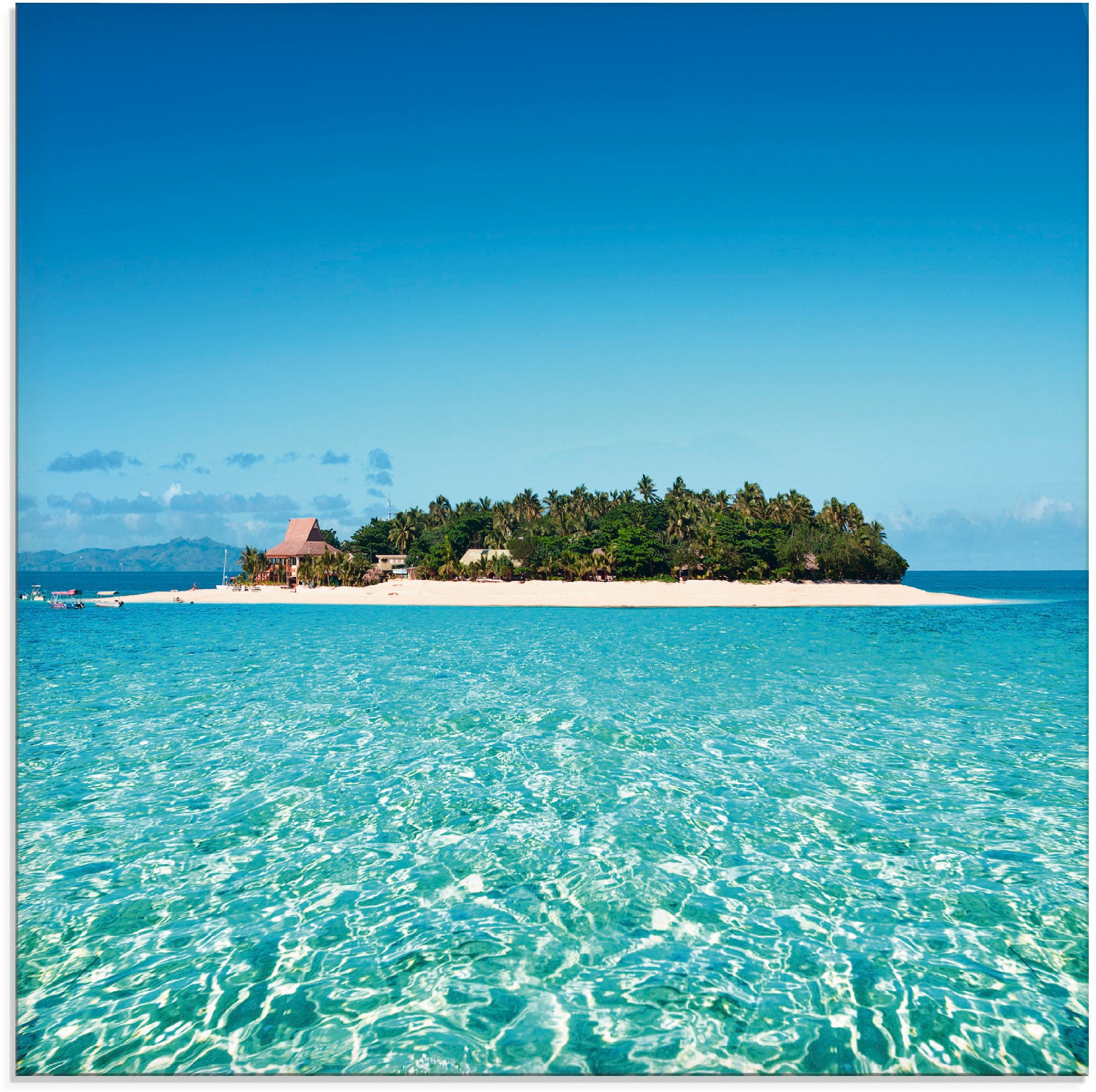 Artland Glasbild »Verblüffende Fiji Insel und klares Meer«, Gewässer, (1 St.), in verschiedenen Größen