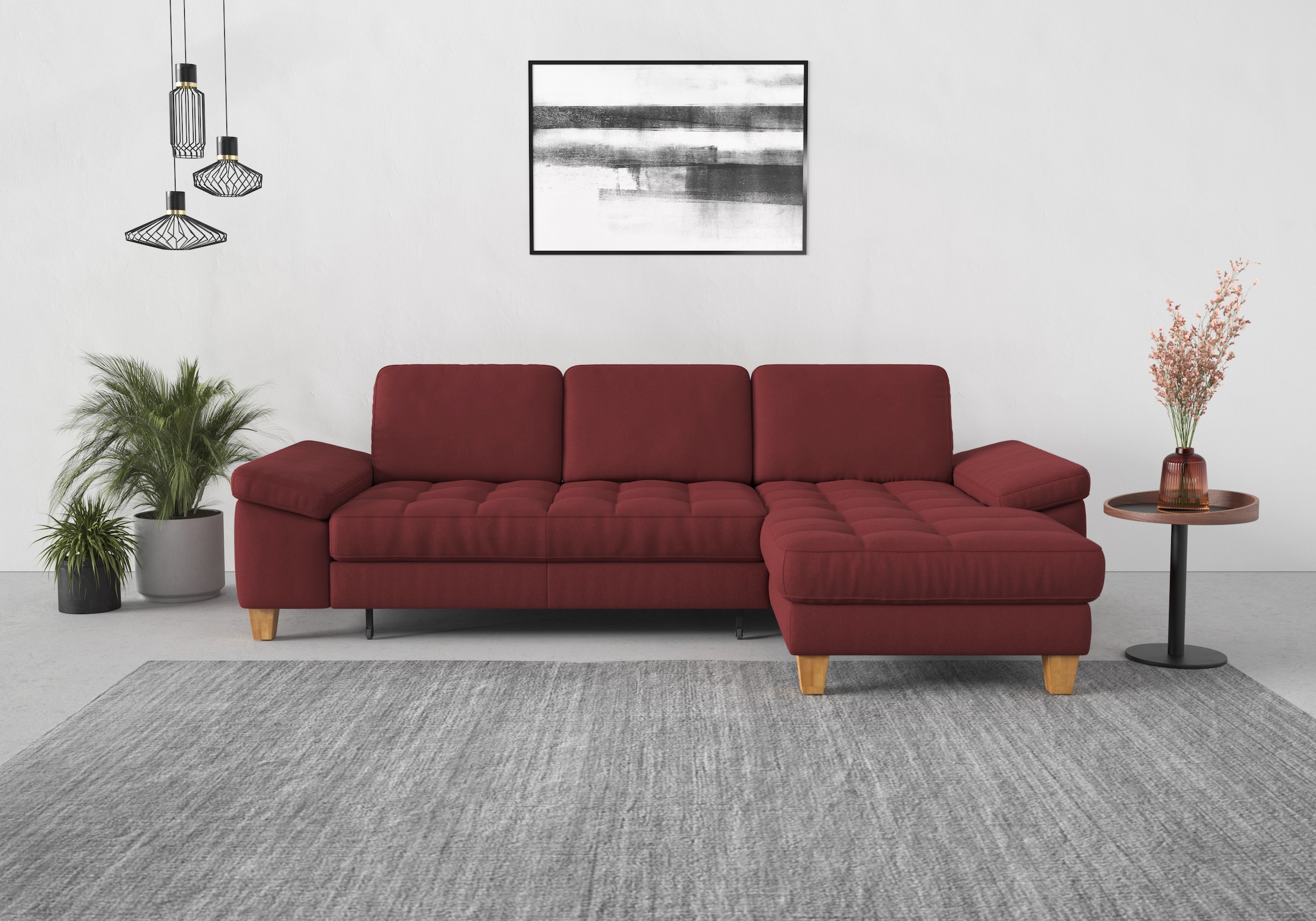 sit&more Ecksofa "Westham L-Form" mit Recamiere, mit oder ohne Schlaffunktion, Bettkasten, Füße Eiche