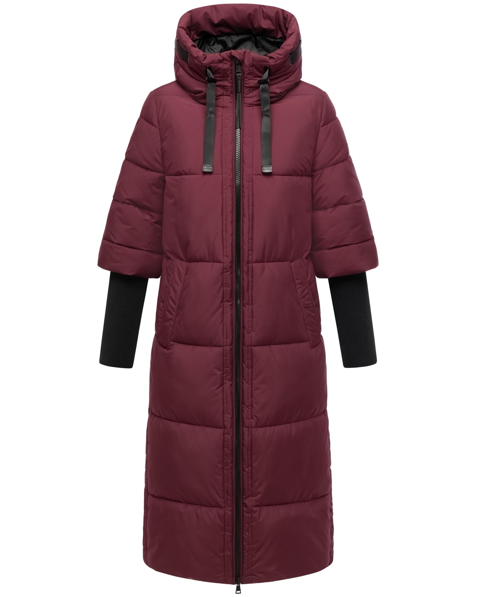 Navahoo Steppmantel "Ciao Miau XIV" Langer Wintermantel mit Rippstrickärmel günstig online kaufen