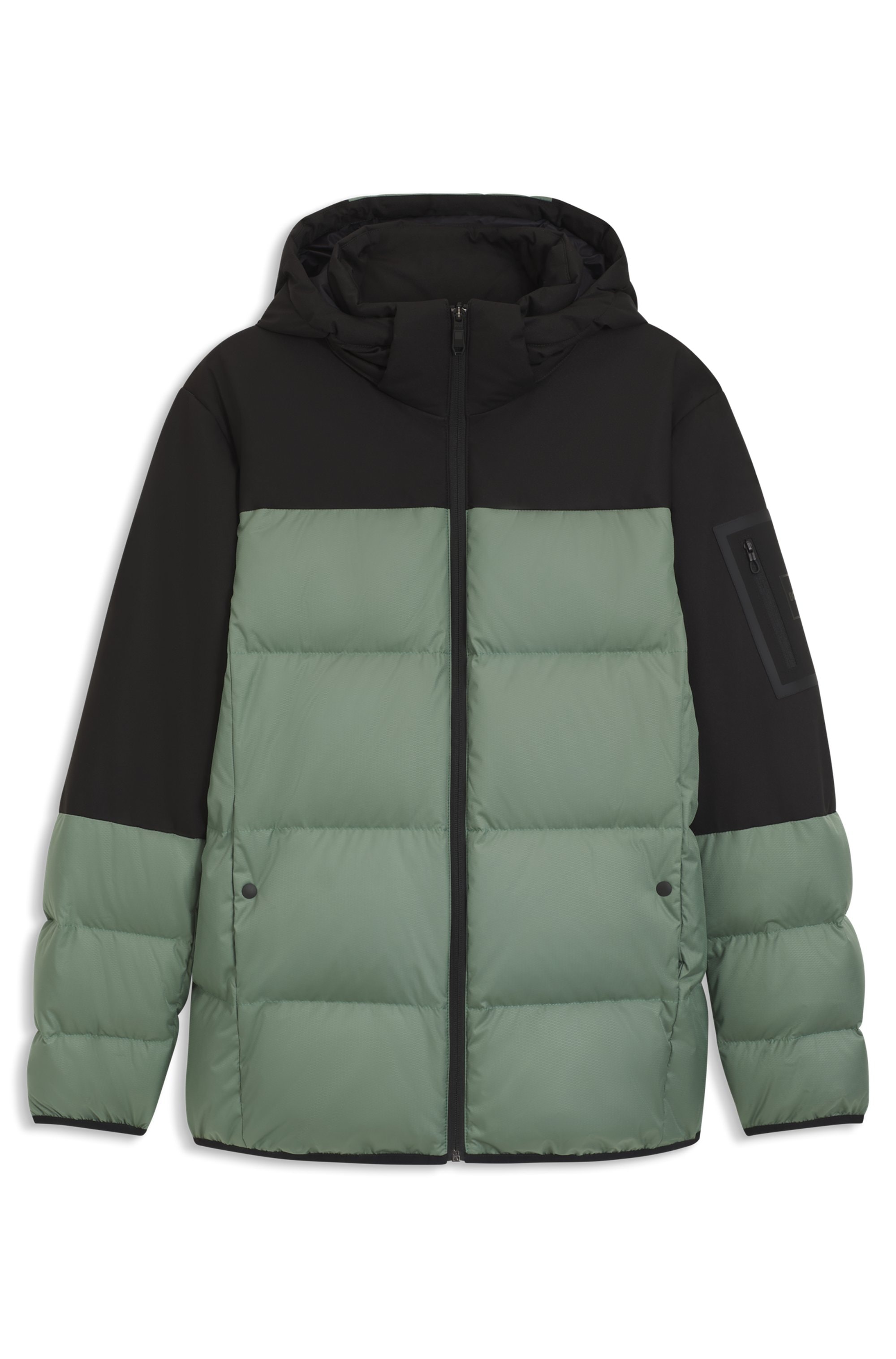 BOSS GREEN Daunenjacke, mit Kapuze, abnehmbare Kapuze, Regular Fit, warm wattiert
