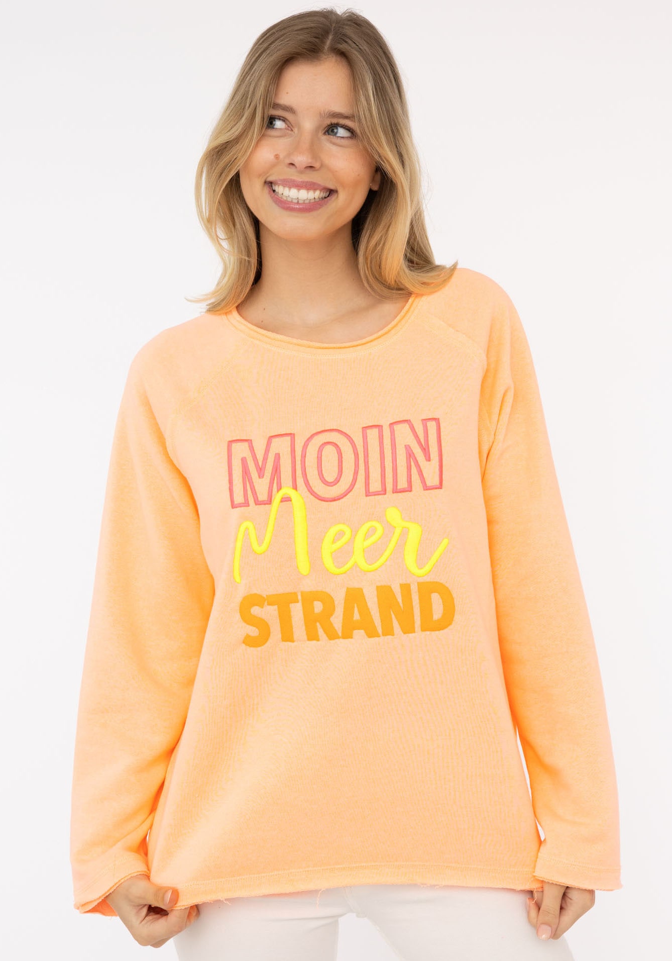 Zwillingsherz Hoodie ""Moin Meer Strand"", mit Used-Look Kanten und maritim günstig online kaufen