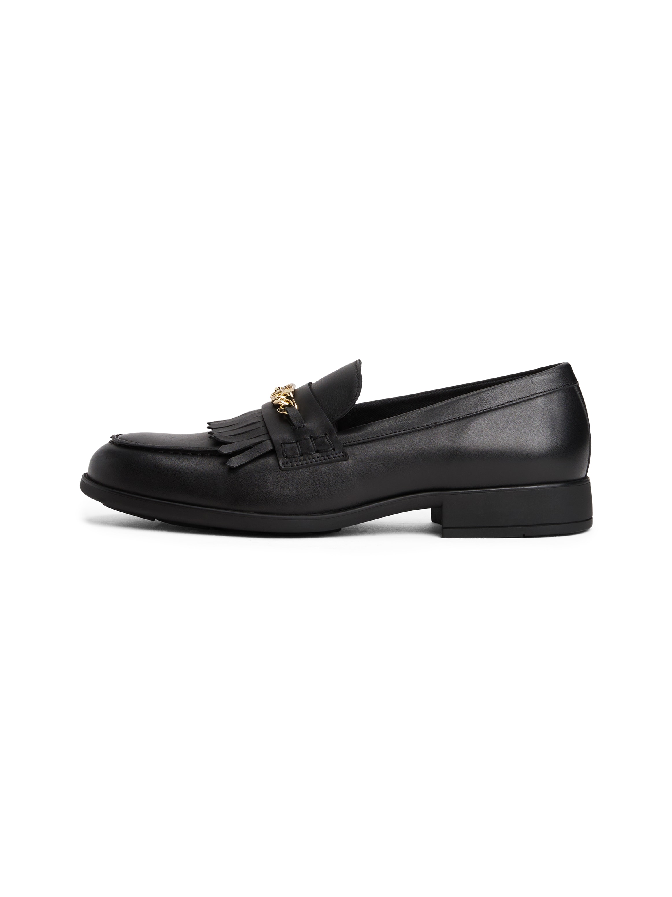 Tommy Hilfiger Loafer »TH CHAIN FRINGE LEATHER LOAFER«, Blockabsatz, Slipper, Businessschuh mit modischen Fransen