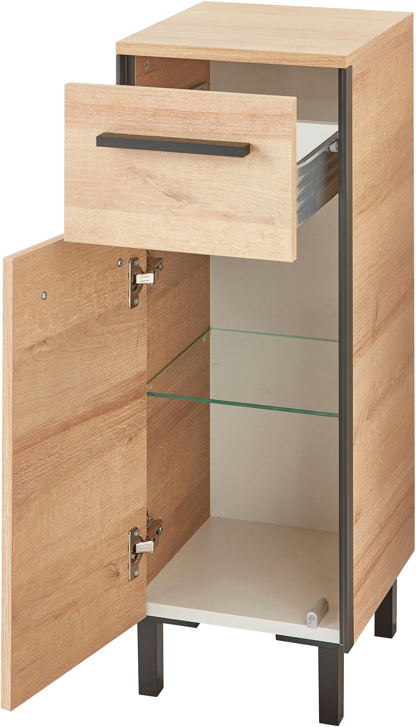 Saphir Badmöbel-Set »Quickset 395 4-teilig, Waschbeckenunterschrank mit LED-Spiegelschrank«, (4 St.), Unterschrank, Hängeschrank inkl. Türdämpfer, 6 Türen, 1 Schublade