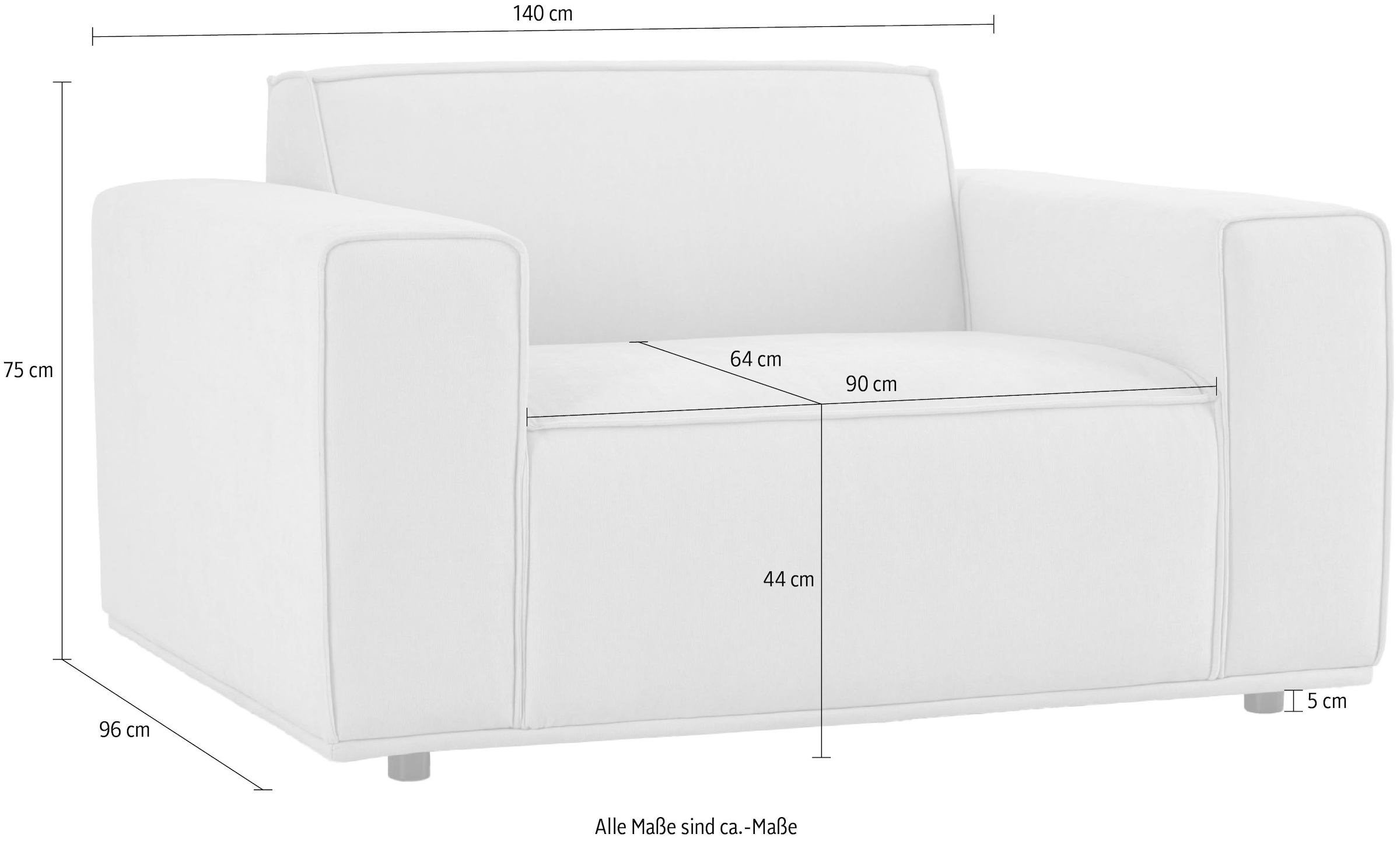 Home affaire Loveseat »Avelin, 1.5 Sitzer, 140 cm, Chenille, Struktur-Boucle«, mit Wellenunterfederung, Kedernaht, bodentief, Skandi-Design