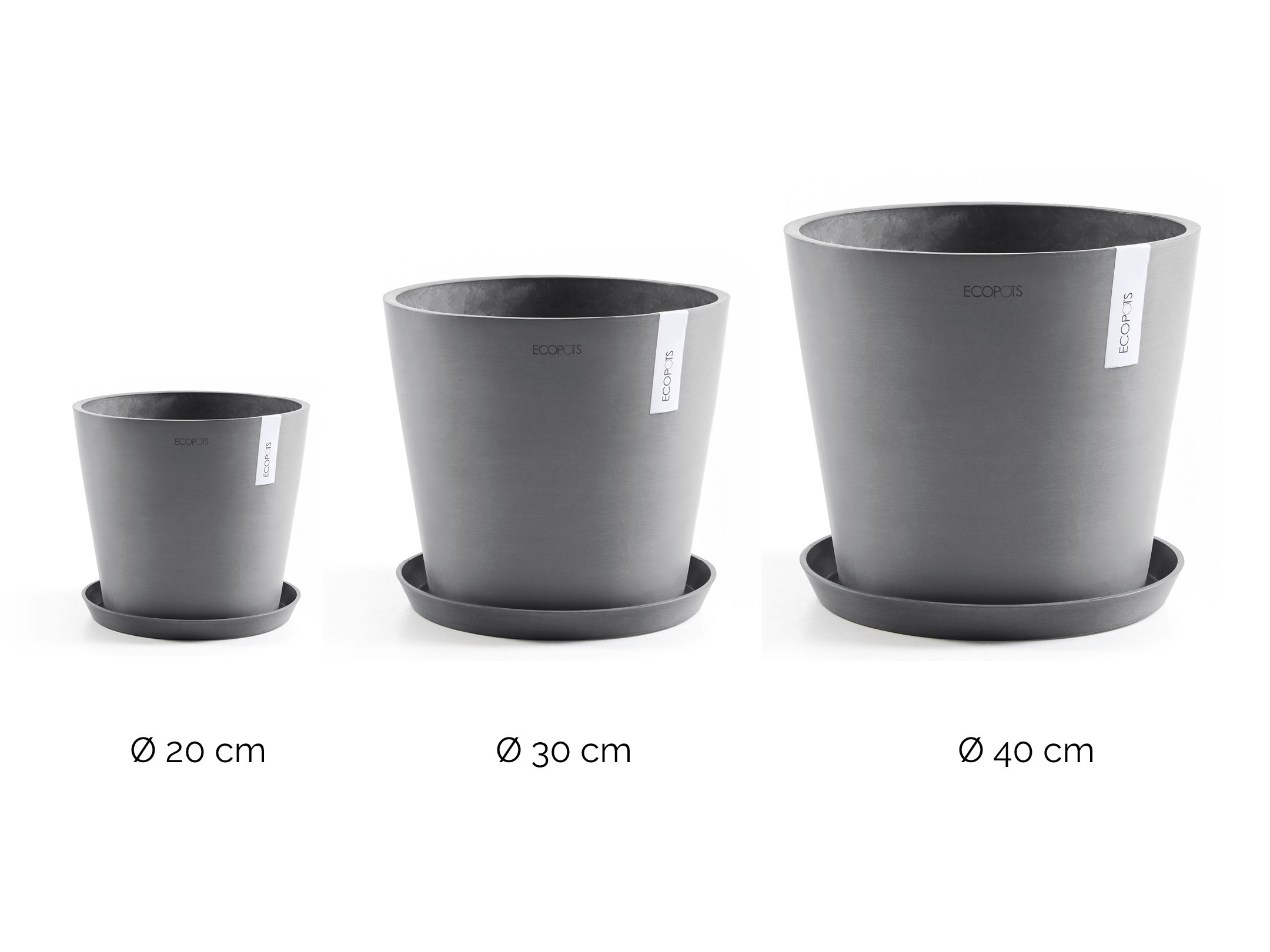 ECOPOTS Blumentopf »Amsterdam«, (Set, 3 St.), verschiedene Größen mit passendem Untersetzer