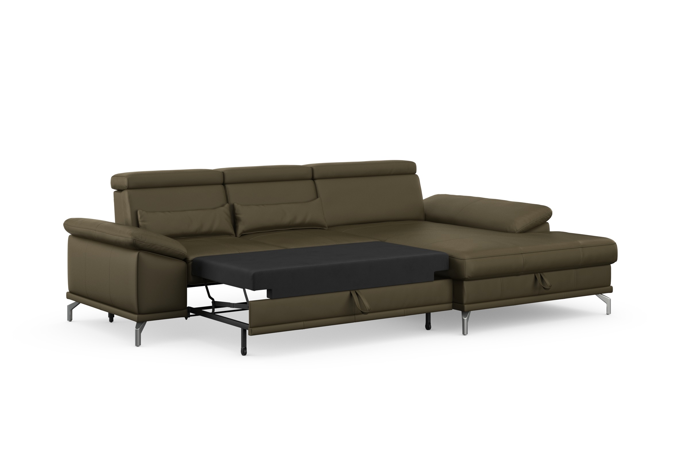 sit&more Ecksofa »Cabrio L-Form, mit Sitztiefenverstellung, Arm- und Kopfteilverstellung«, 2 Nierenkissen, Federkern, optional Bettfunktion und Stauraum