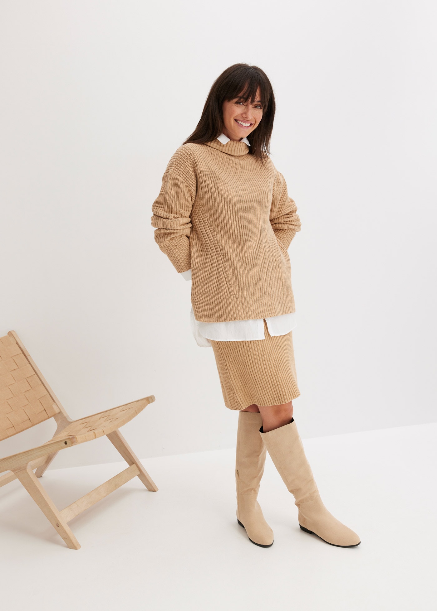 bonprix Rollkragenpullover »Rollkragenpullover aus reiner Baumwolle« Rollkragenpullover aus reiner Baumwolle