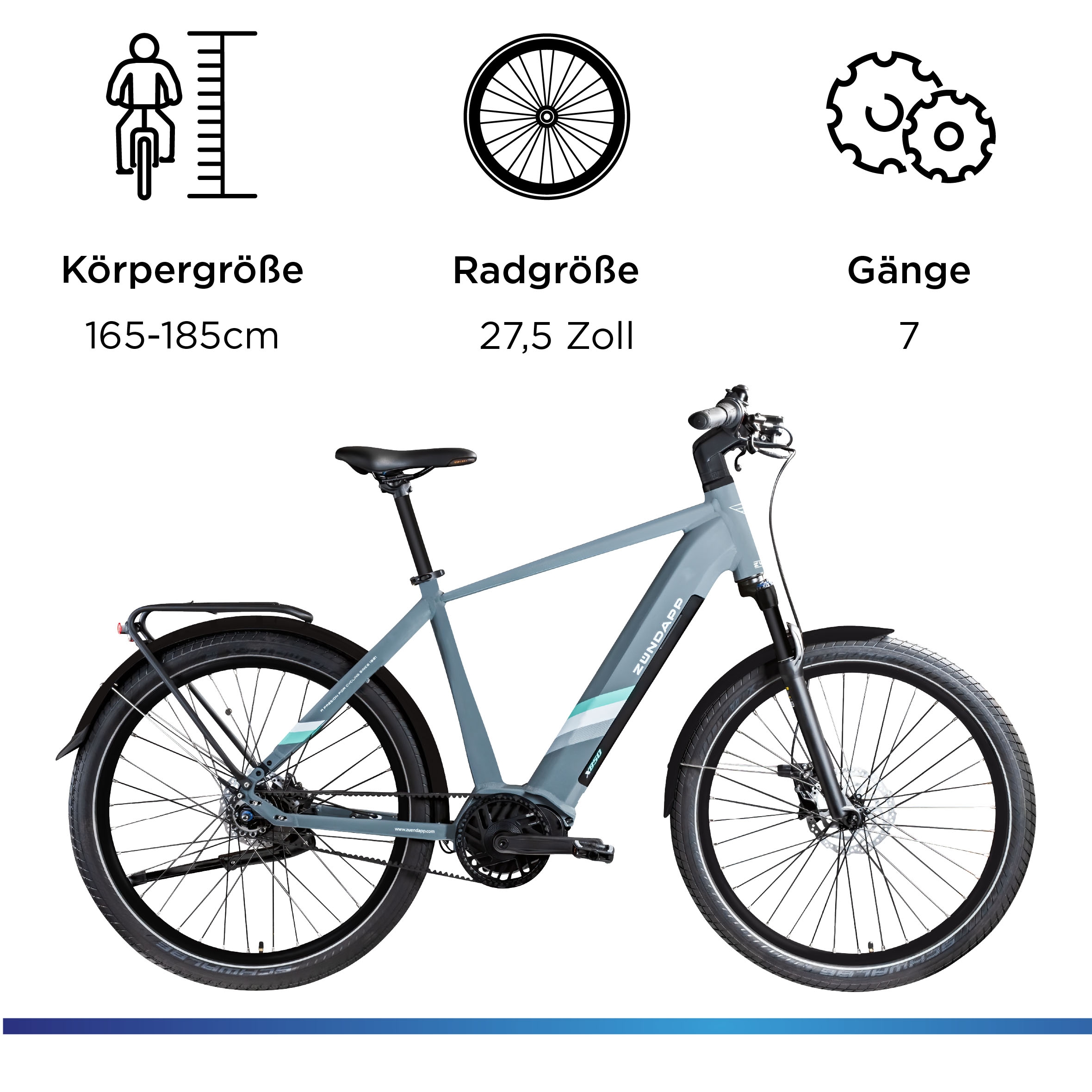 Zündapp E-Bike »X850«, 7 Gang, Mittelmotor 250 W