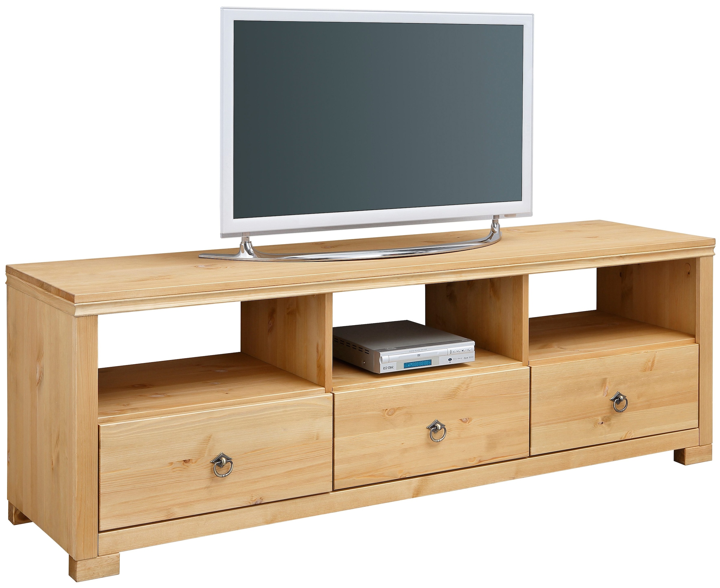 OTTO home TV-Board "Gotland" Breite 147 cm, mit Schubladen und offenen Fächern, Massivholz, FSC